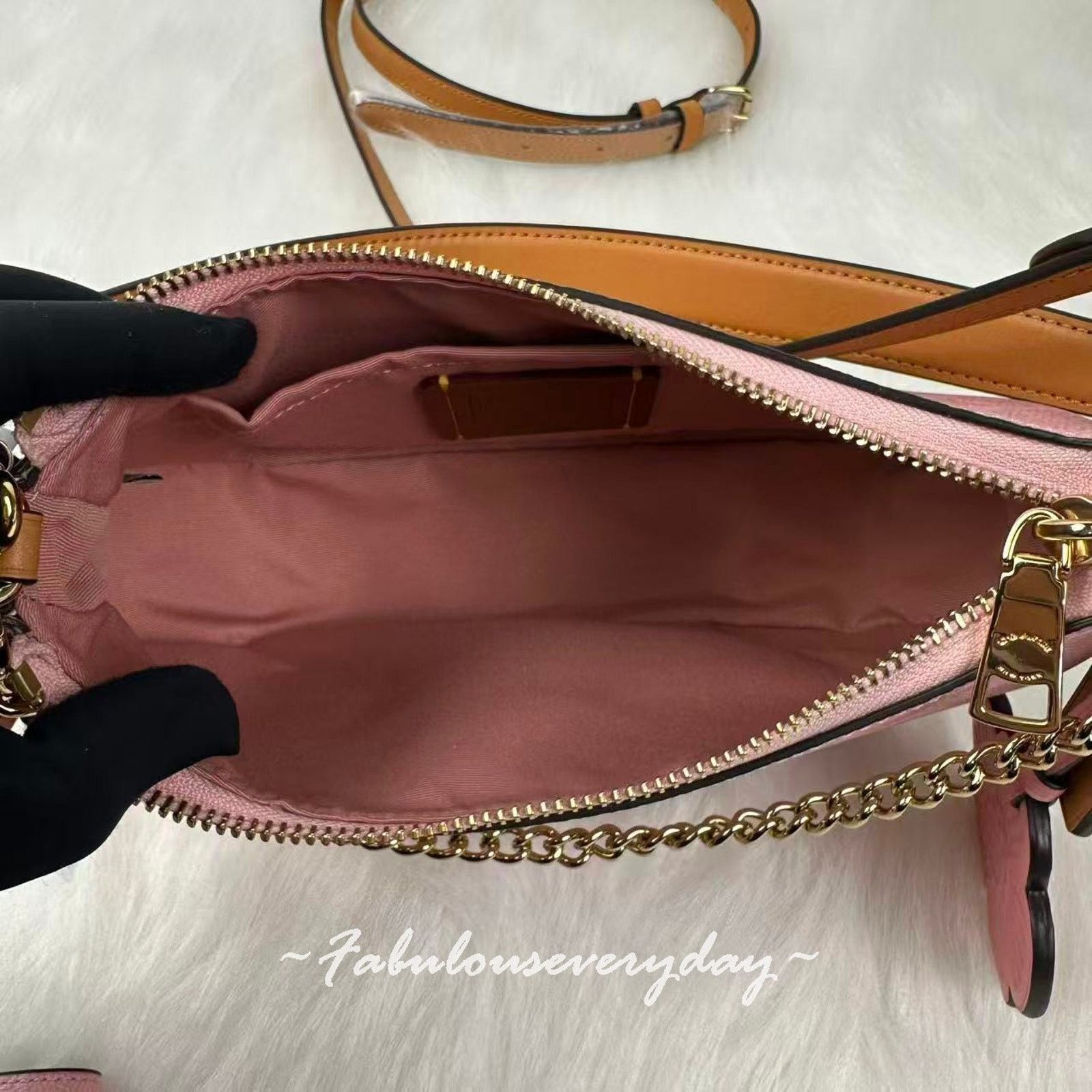 Coach Coach Teri Shoulder Signature Canvas Charms Gold/Powder Pink Size ONE SIZE - 9 Thumbnail