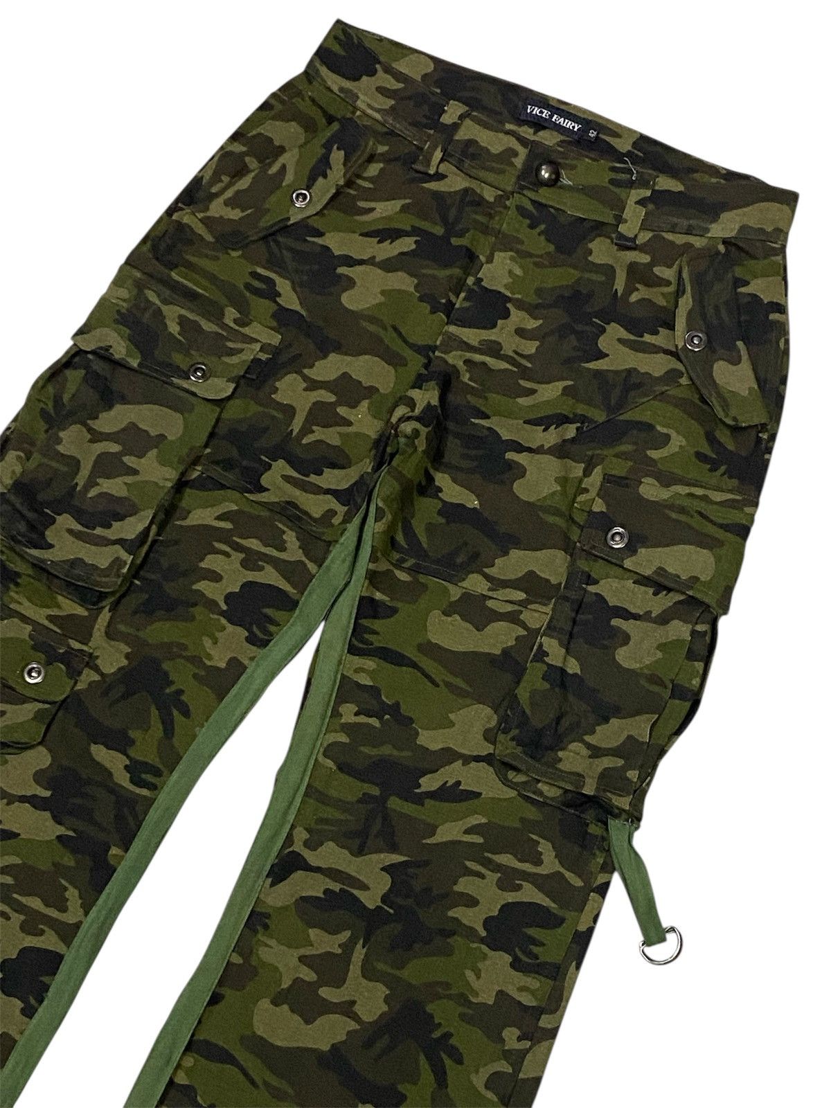 Japanese Brand Vice Fairy Multipocket Stretch Wide Leg Camo Cargo Pants Size US 30 / EU 46 - 5 Thumbnail