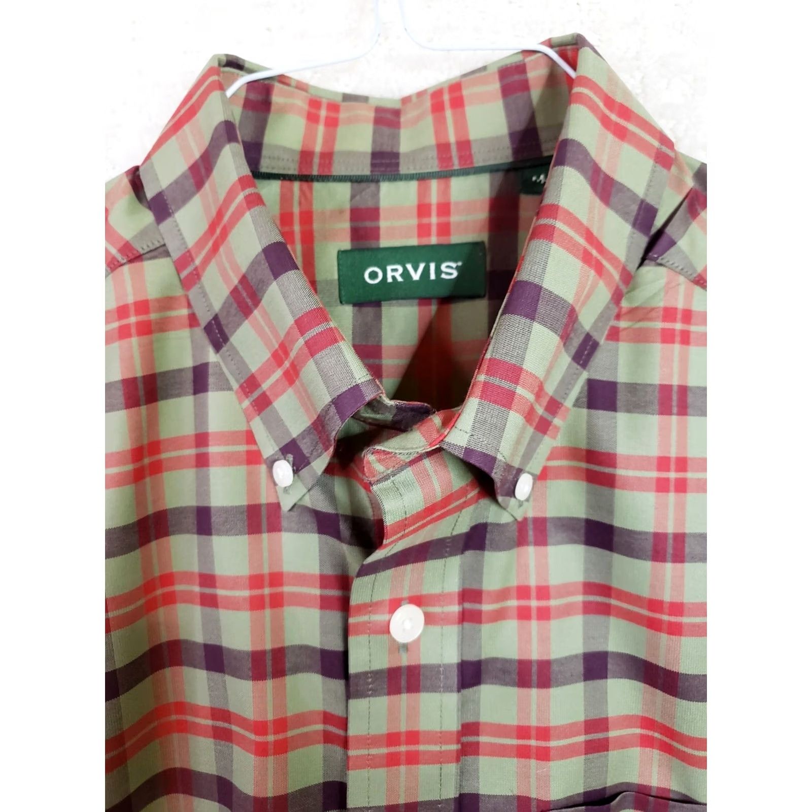 Orvis Orvis Button-Down Shirt Mens M Red Green Plaid Long Sleeve Casual, Travel, Workwear, Button Front, Regular Fit Size US M / EU 48-50 / 2 - 4 Thumbnail