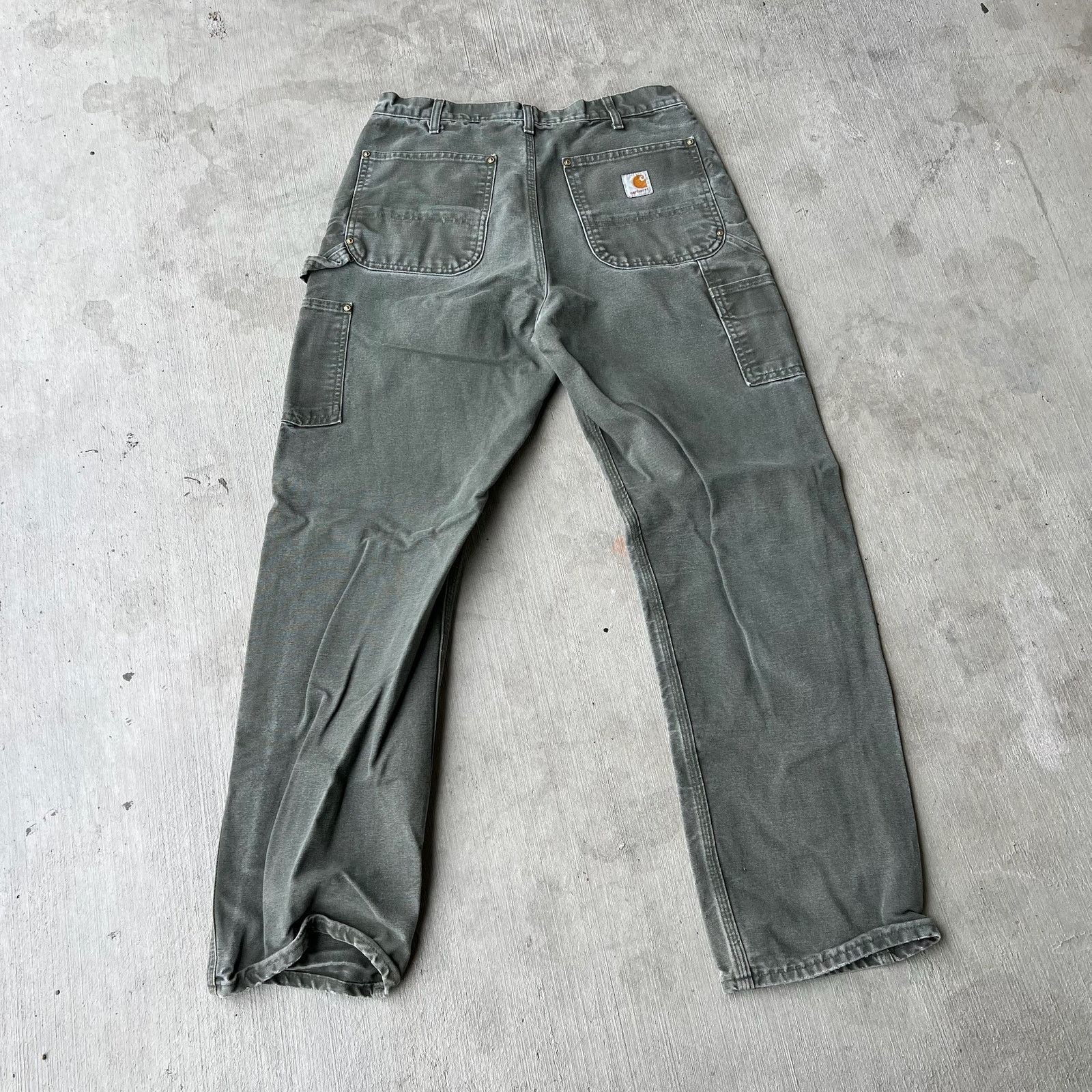 Carhartt × Vintage Carhartt faded MOS green double knee work carpenter pants Size US 31 - 4 Thumbnail
