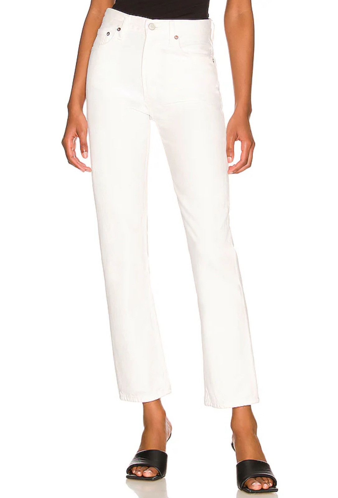 Agolde AGOLDE Mia Mid-Rise Straight White Jeans Size 28" / US 6 / IT 42 - 7 Thumbnail