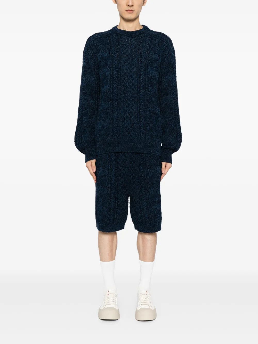 Marni o1w1db10125 Knitted Knee-Length Shorts in Navy Blue Size US 34 / EU 50 - 3 Thumbnail