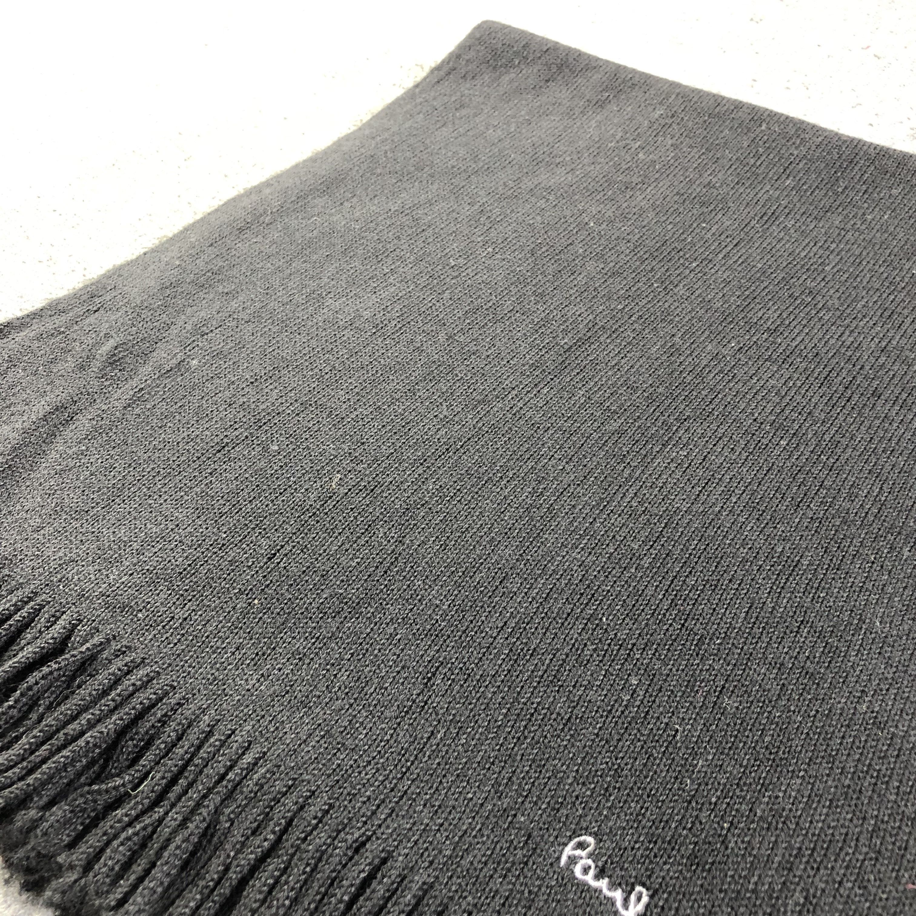 Paul Smith Paul Smith Plain Black Knit Wool Scarf Muffler V1342 Size ONE SIZE - 3 Thumbnail