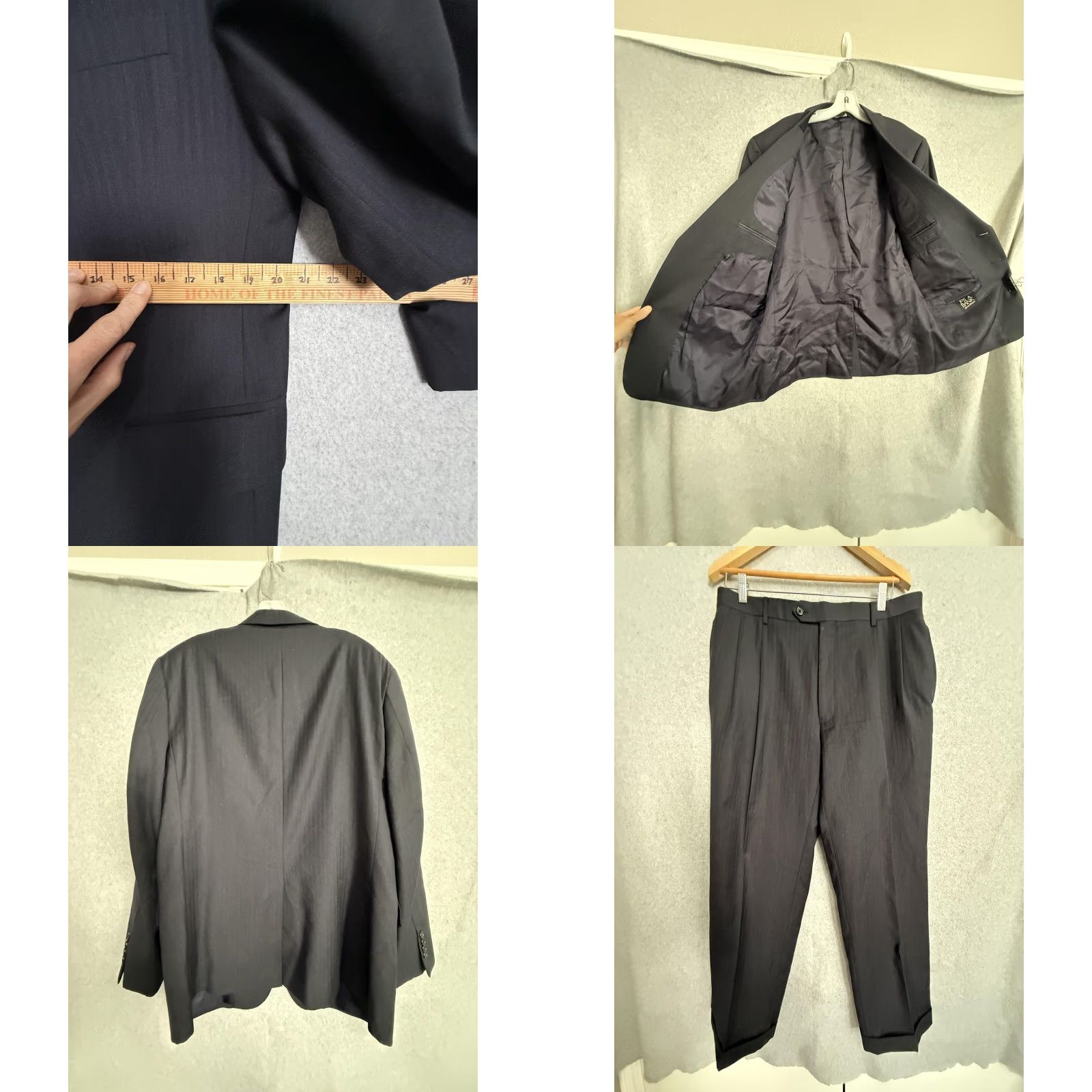 Jos. A. Bank Jos. A. Bank Signature Suit Mens 44 38x31 Gray Wool 2 Piece Jacket Pants Formal Size 44R - 8 Thumbnail