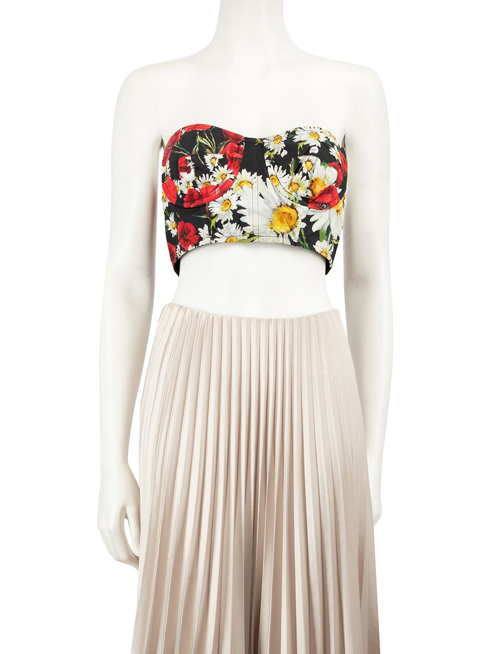 image of Dolce Gabbana Floral Print Bustier Crop Top, Women's (Size Small)