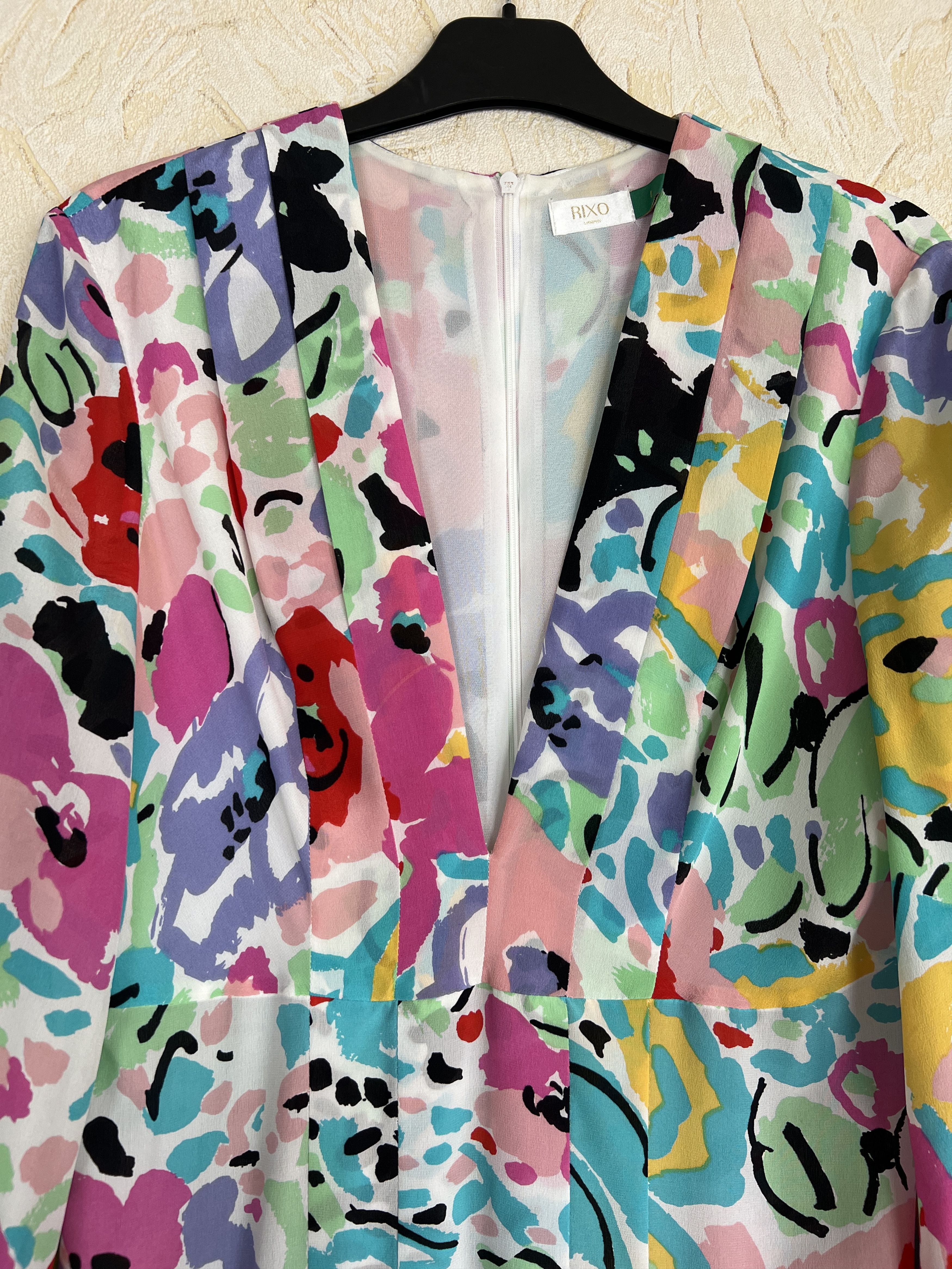 RIXO RIXO Camellia Silk Midi Dress 100% Silk Floral Print Size L / US 10 / IT 46 - 3 Thumbnail