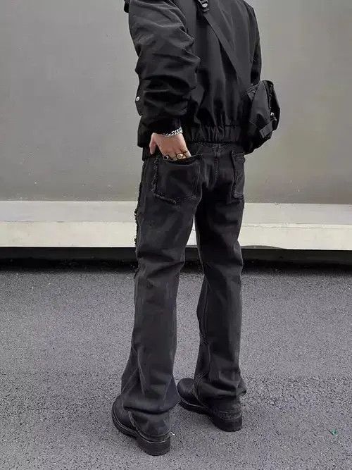 VIBE Vintage raw edge patchwork washed black bootcut jeans Size US 32 / EU 48 - 2 Thumbnail