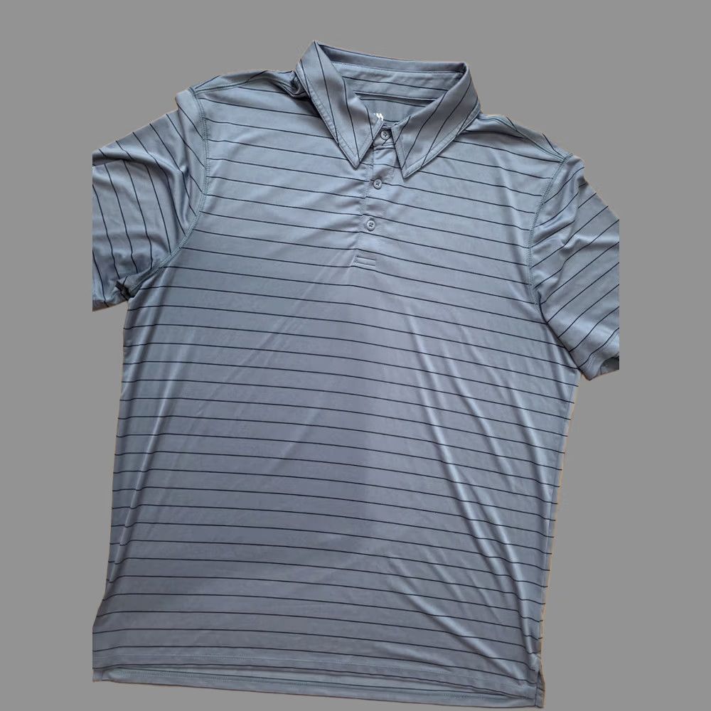 Vintage ALL IN MOTION Polo Shirt Grey Blue Stripe Lightweight Performance Large L Men Short Sleeve Collared Shirt Size US L / EU 52-54 / 3 - 1 Thumbnail