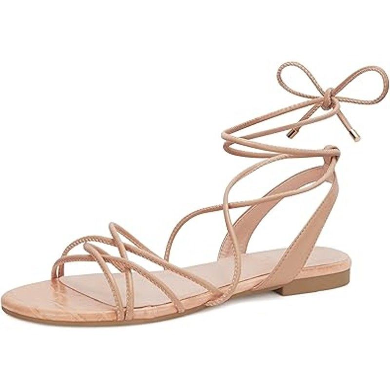 Other Womens Size 8 Pink Gladiator Lace Up Flat Sandals Shoes Size US 8 / IT 38 - 1 Thumbnail
