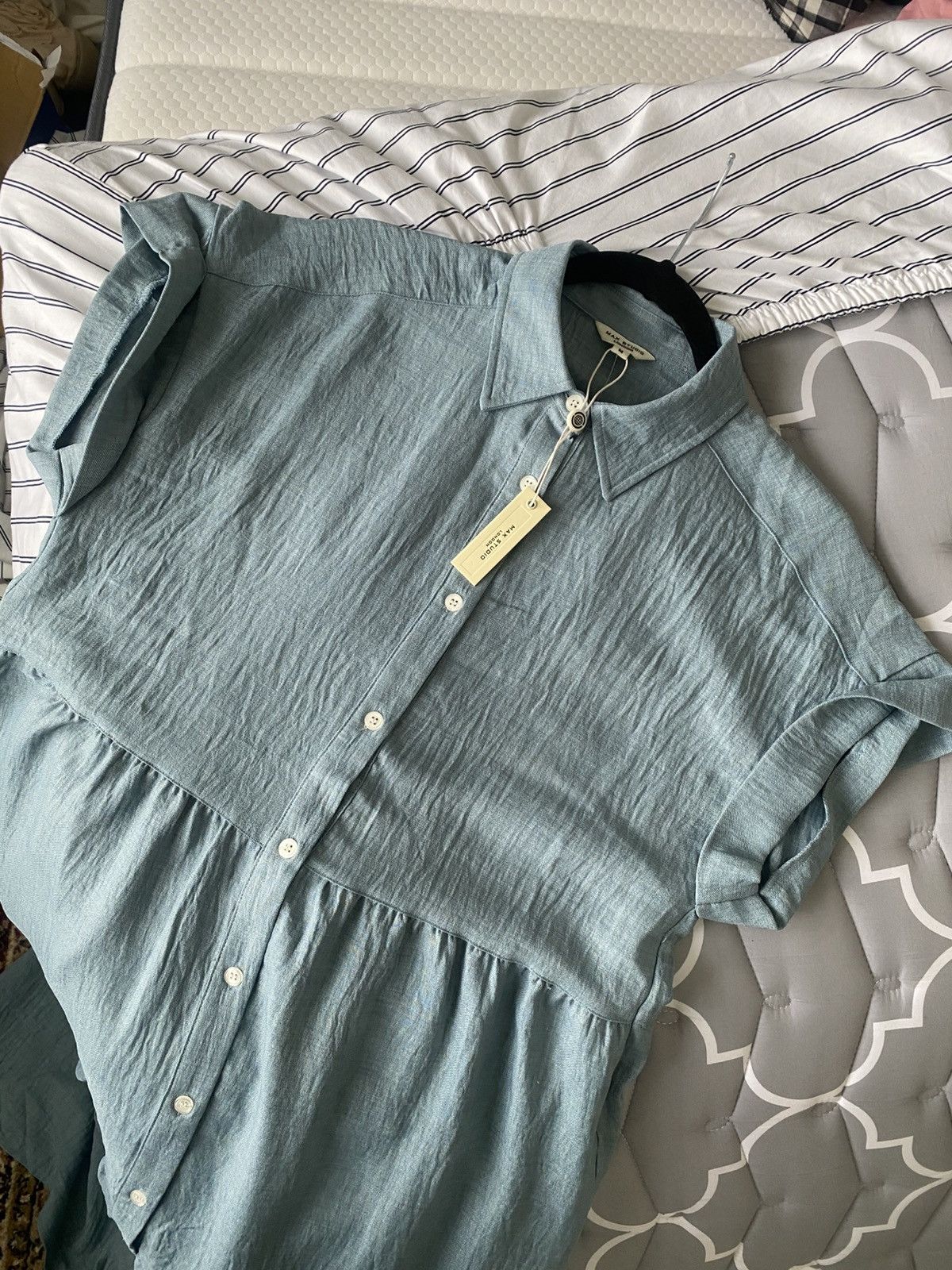 Other NWT Max Studio London Short Sleeve Tiered Maxi Shirtdress Size M / US 6-8 / IT 42-44 - 8 Thumbnail