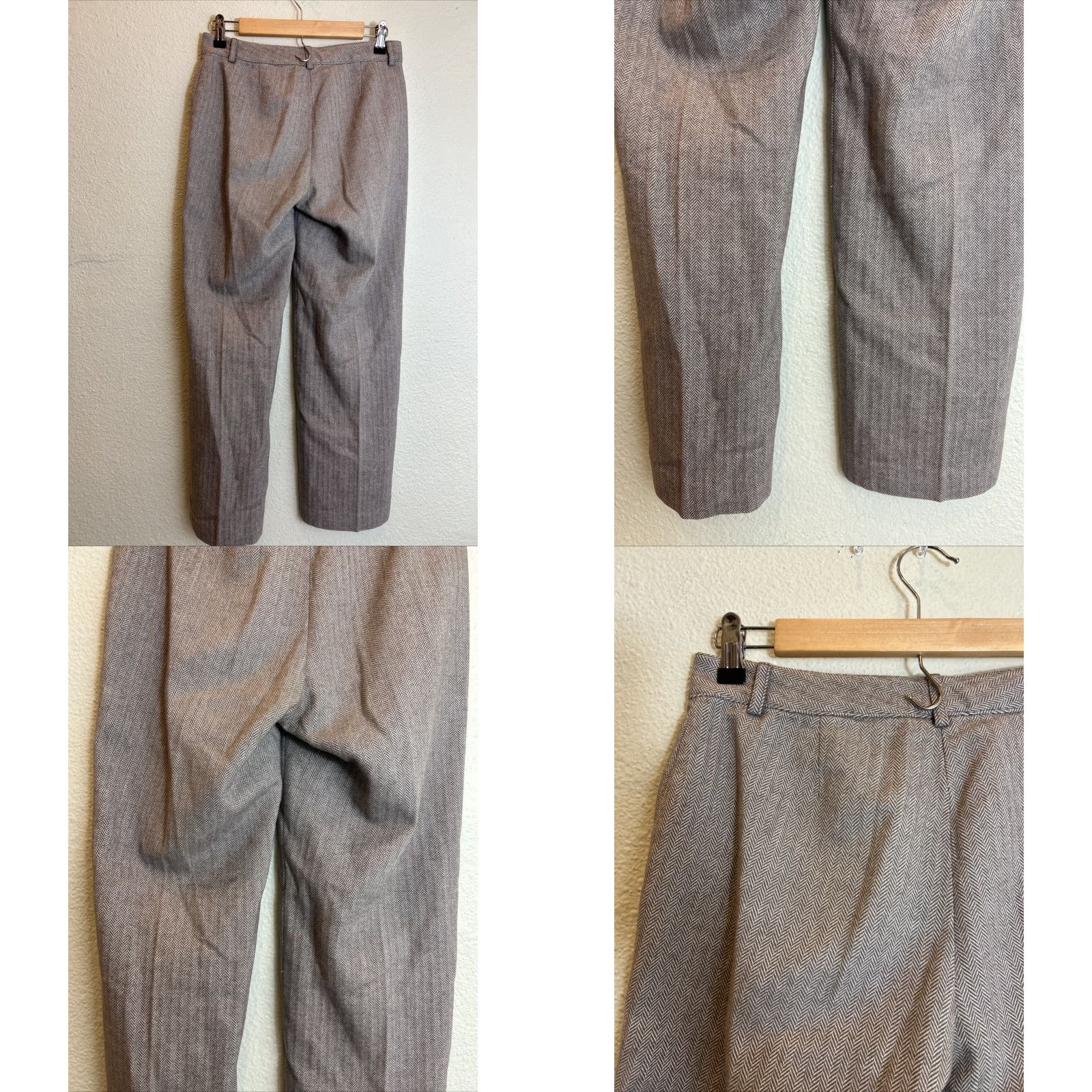 Vintage LL Bean Womens Pants Dress Pants Herringbone Gray White Polyester Size 4 Petite Womens Size 27" / US 4 / IT 40 - 8 Thumbnail