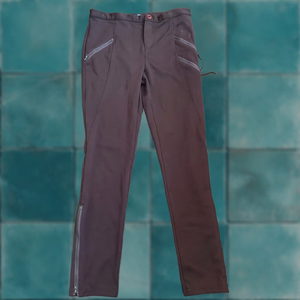 Vintage Foreign Exchange Women's Brown Dress Pants Zip Pockets & Leg Zip Up Pants M Brown Size 32" / US 10 / IT 46 - 1 Thumbnail