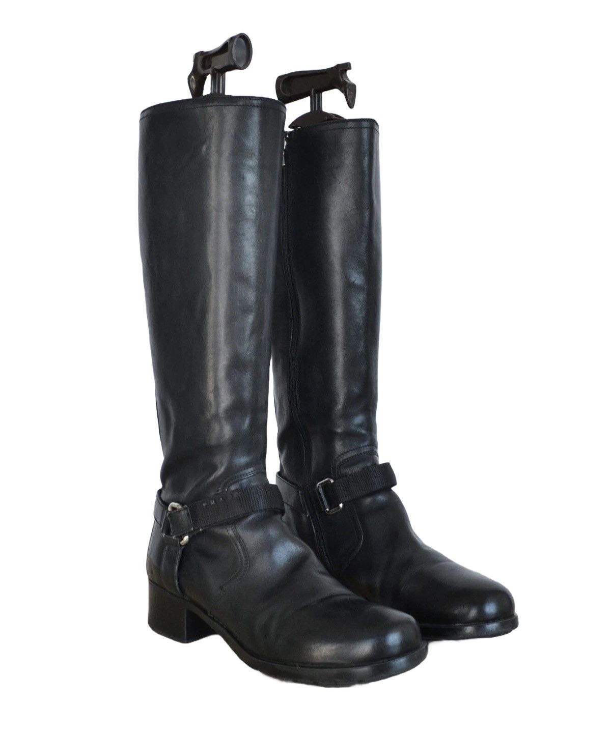 Prada PRADA Boots Logo Belt Biker Moto Zip Tall Shoes Black Size US 7 / IT 37 - 5 Thumbnail