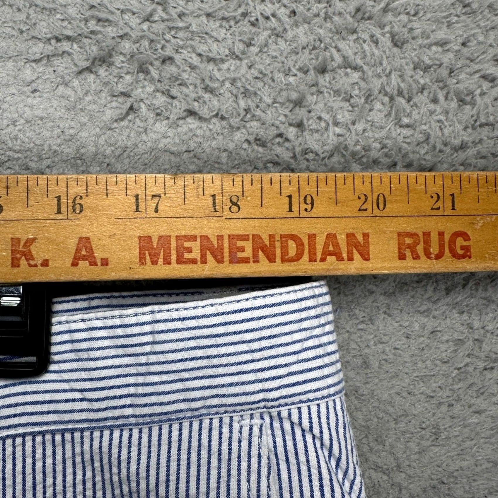 Vintage 14th & Union Khakis Shorts 38 Blue White Striped Seersucker Flat Front Cotton Mens Shorts Navy White Stripes Casual Pants Pockets Vintage? No Size US 38 / EU 54 - 7 Thumbnail
