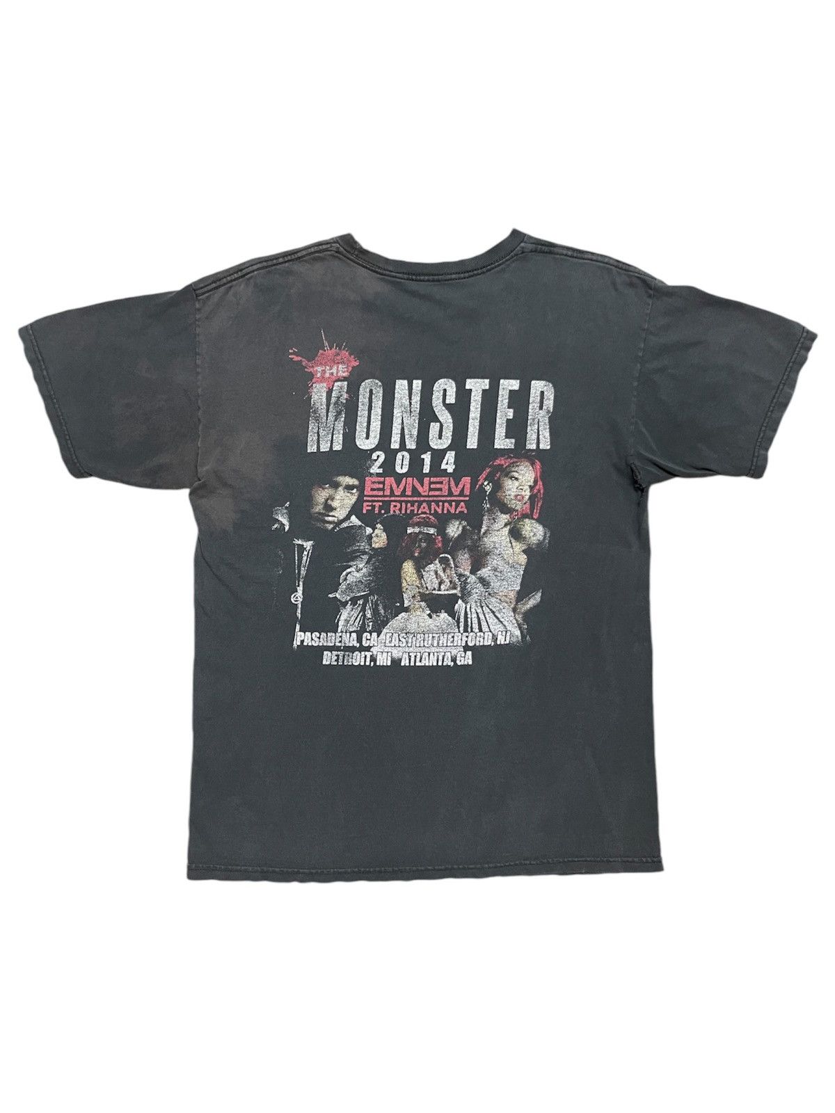 Eminem × Rap Tees × Rihanna 2014 Eminem x Rihanna Monster Tour Distressed  Rap Tee | Grailed