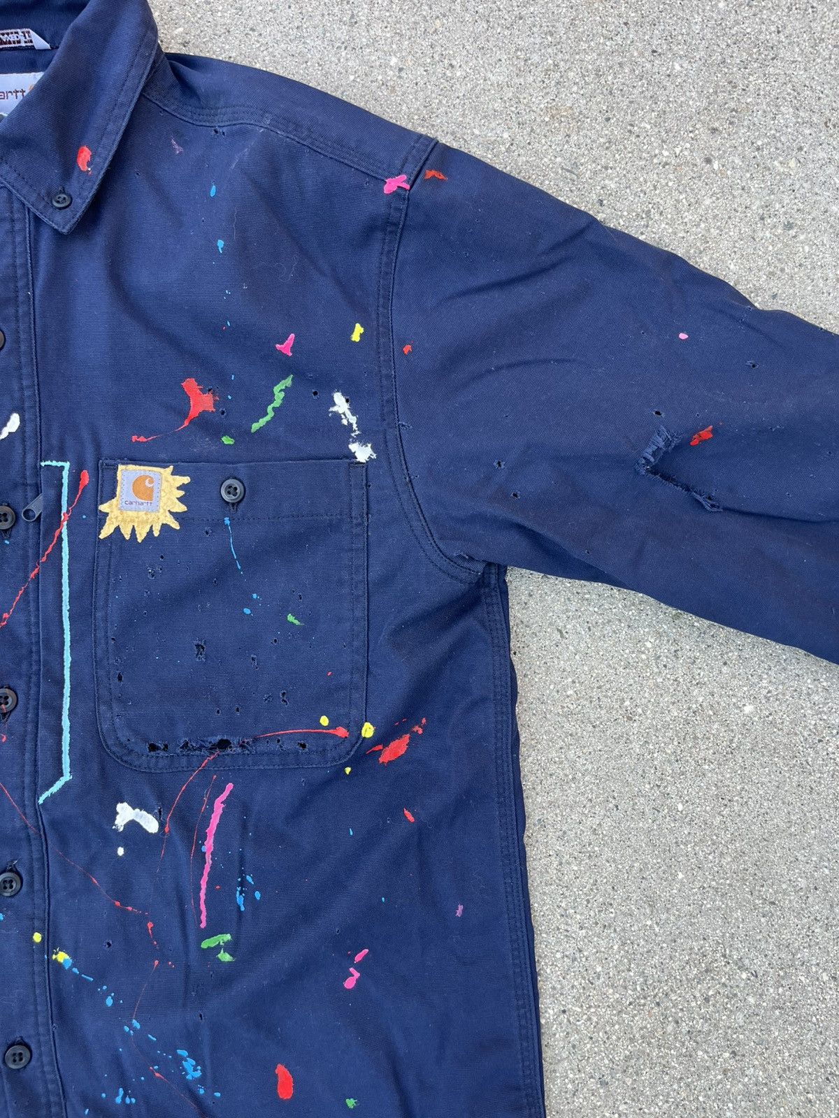 Carhartt Custom Carhartt Button Up Shirt Thrashed Distressed Work Size US M / EU 48-50 / 2 - 3 Thumbnail