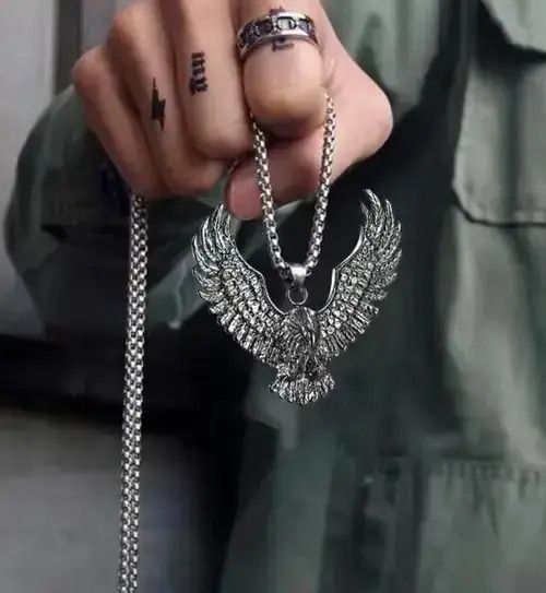 Archival Clothing x Jewelry Men's Metal Eagle Pendant Necklace in Silver