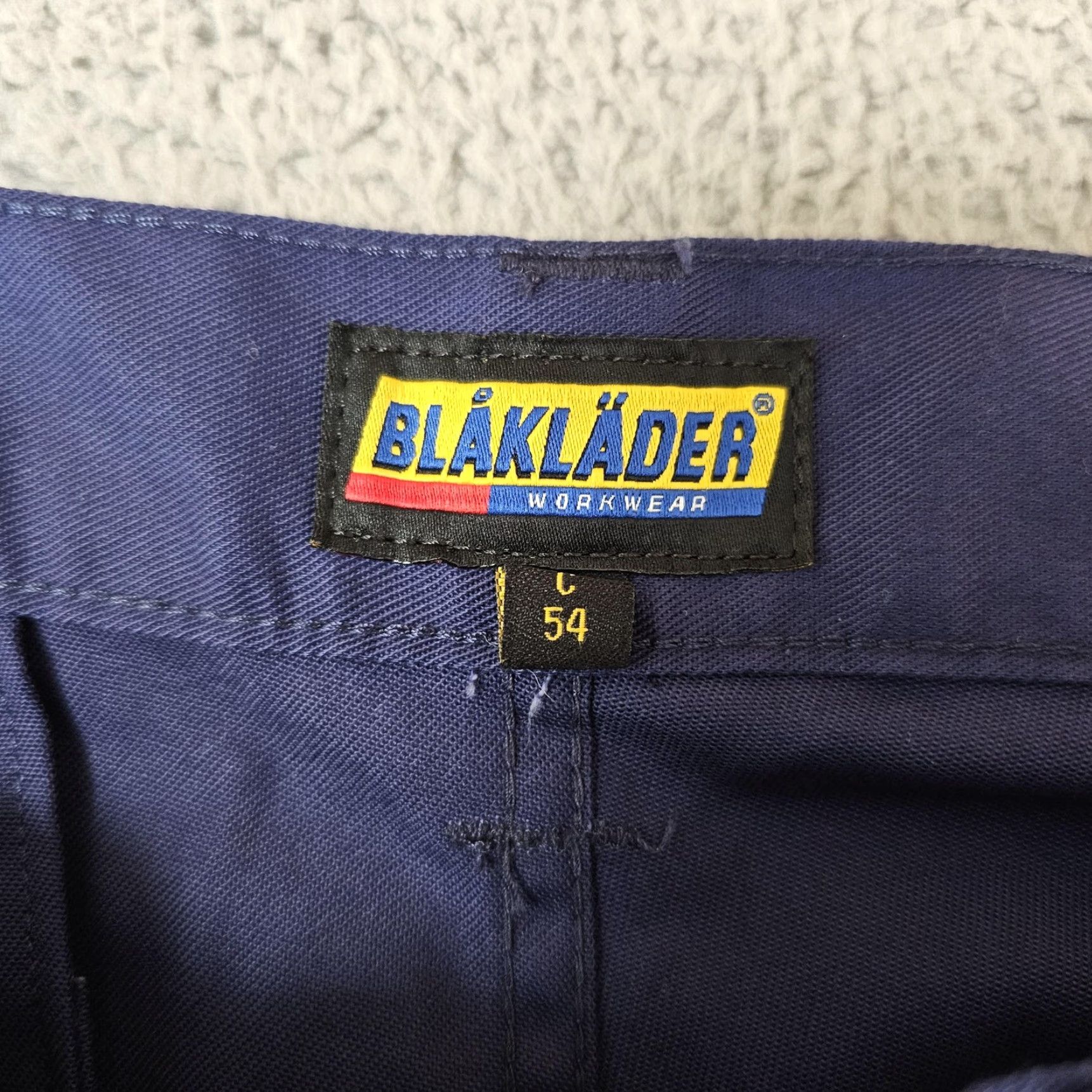 Vintage Blaklader Work Pants Mens 37x32 Blue Cargo Workwear Utility Polyester Cotton Pants Straight Leg 65/35 Pockets Logo Size US 37 - 3 Thumbnail