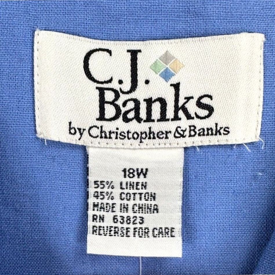 Vintage C.J. Banks By Christopher Banks Shirt Women 18W Plus Blue Floral Embroidered NEW Size XXL / US 16-18 / IT 52-54 - 3 Thumbnail