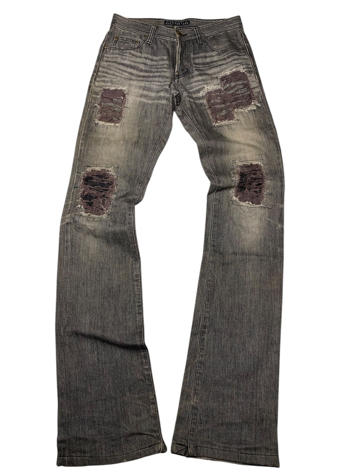 If Six Was Nine × Japanese Brand × Le Grande Bleu (L.G.B.) 2000's Paranoid Japan Distress Washed Flared Jeans Size US 27 - 1 Thumbnail