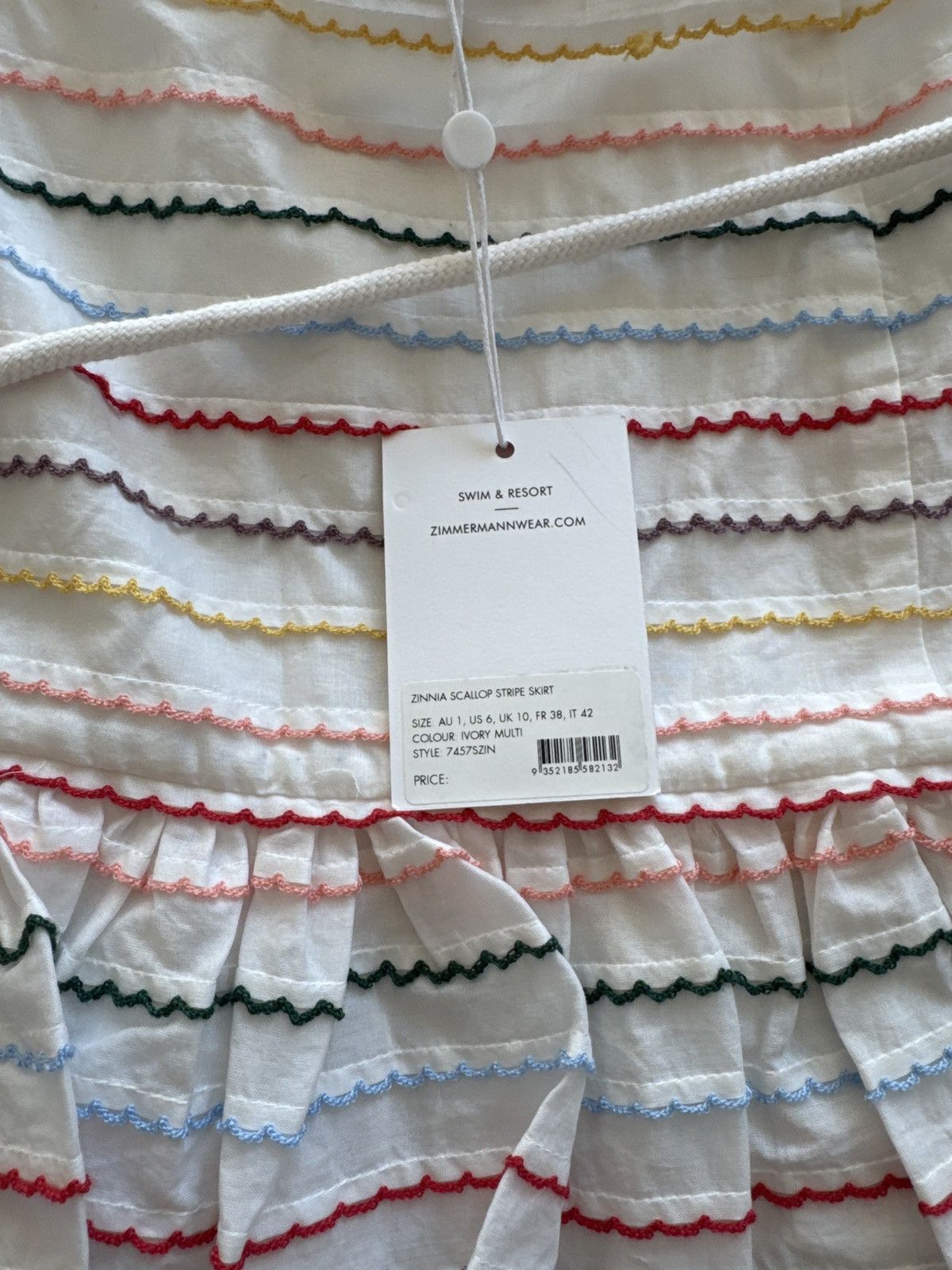 Zimmermann NEW Zimmerman Scallop Stripe Mini Skirt size 1 Size 28" / US 6 / IT 42 - 3 Thumbnail