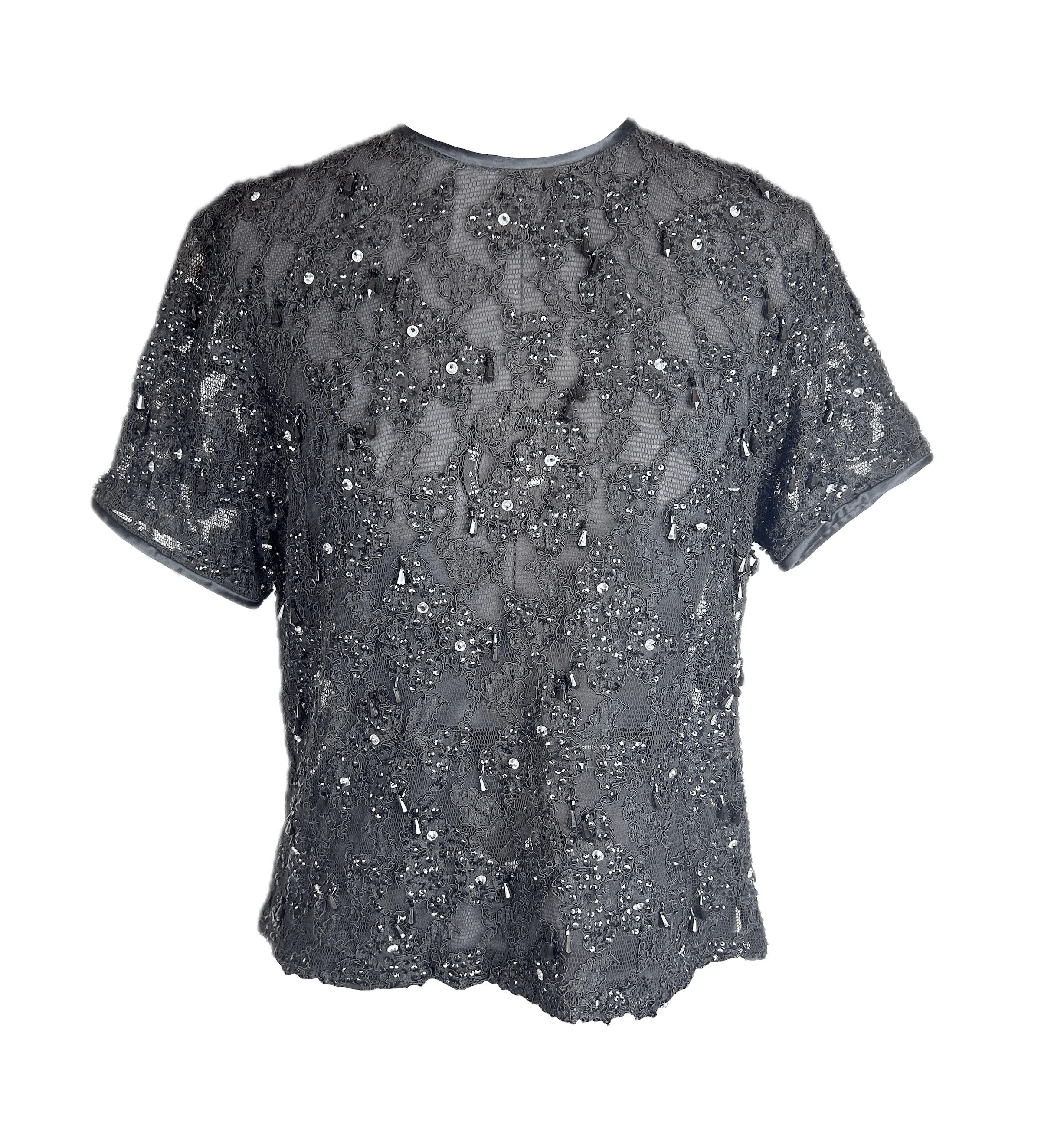Emanuel Ungaro Emanuel Ungaro Beaded Lace Blouse Size L / US 10 / IT 46 - 2 Thumbnail