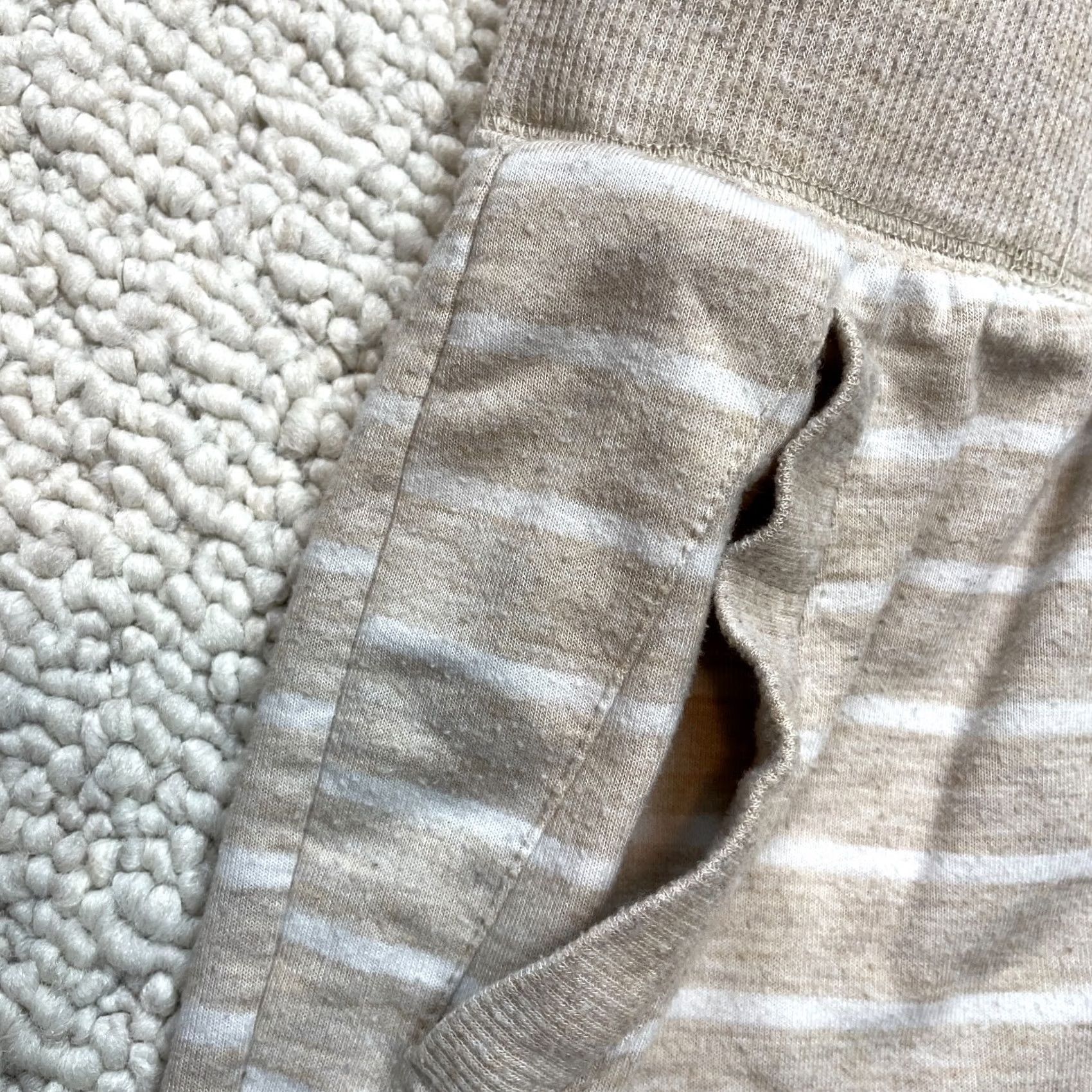 Athletic Works VINTAGE Athletic Works Sweatshorts Womens Large 12-14 Beige Striped Pockets 34x3.5 Soft Size 36" / US 14 / IT 50 - 3 Thumbnail