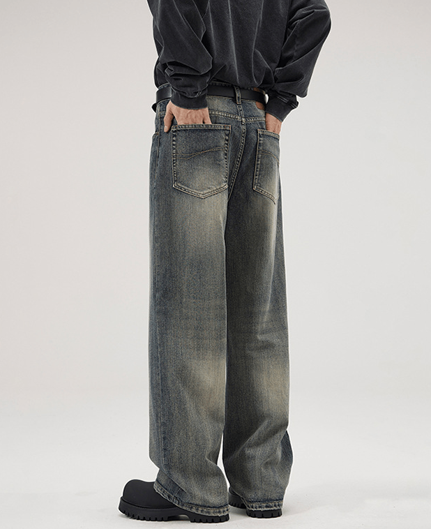 Japanese Brand × Jean Men's washed distressed loose wide-leg baggy jeans Size US 32 / EU 48 - 6 Thumbnail