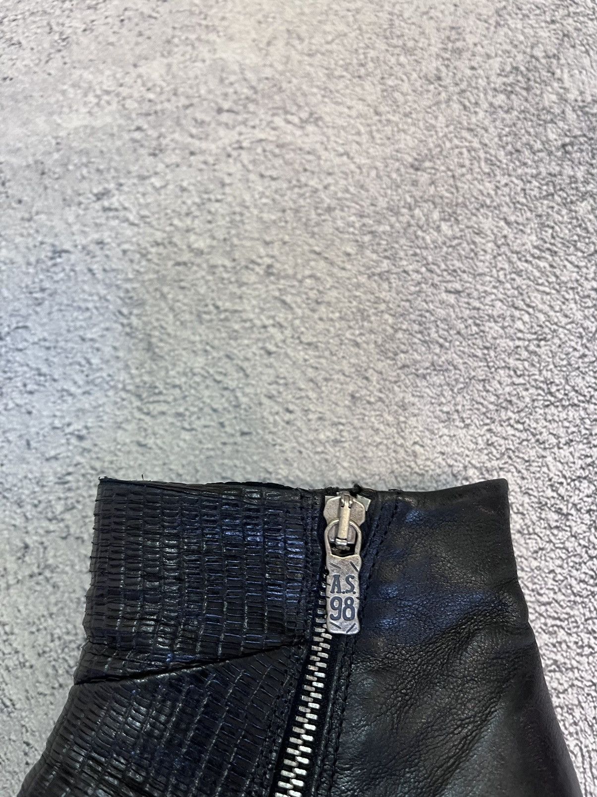 A.S.98 AS.98 Black Textured Leather Block Heel Boots Size 40 Size US 10 / IT 40 - 4 Thumbnail
