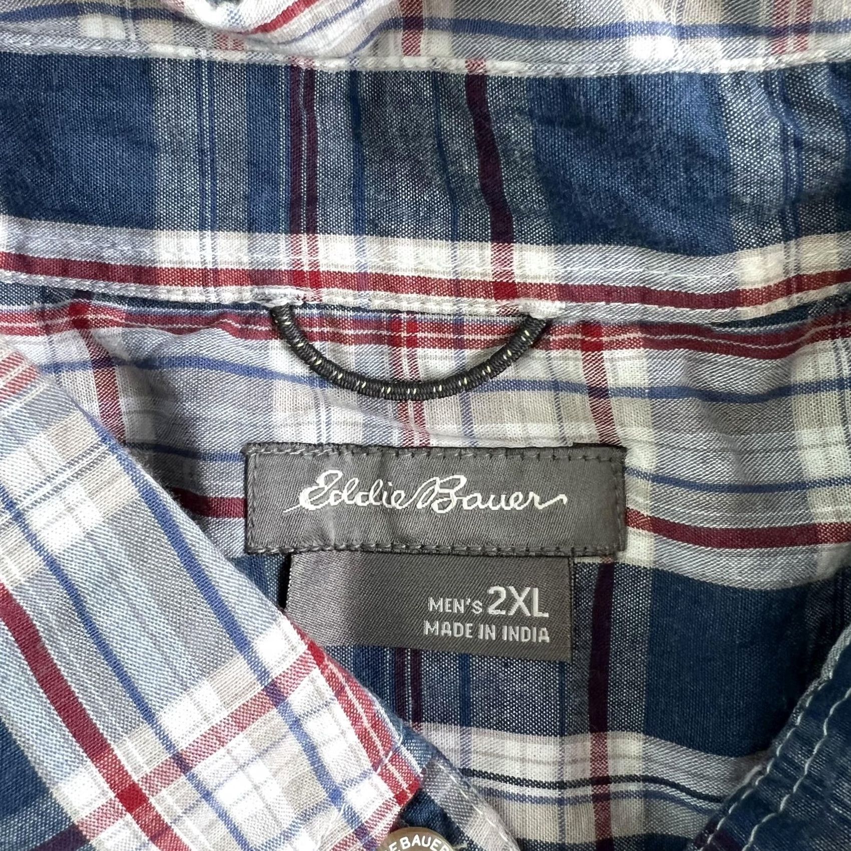 Eddie Bauer Eddie Bauer Shirt Mens 2XL Blue Plaid Short Sleeve Button Front Casual Cotton Size US XXL / EU 58 / 5 - 3 Thumbnail