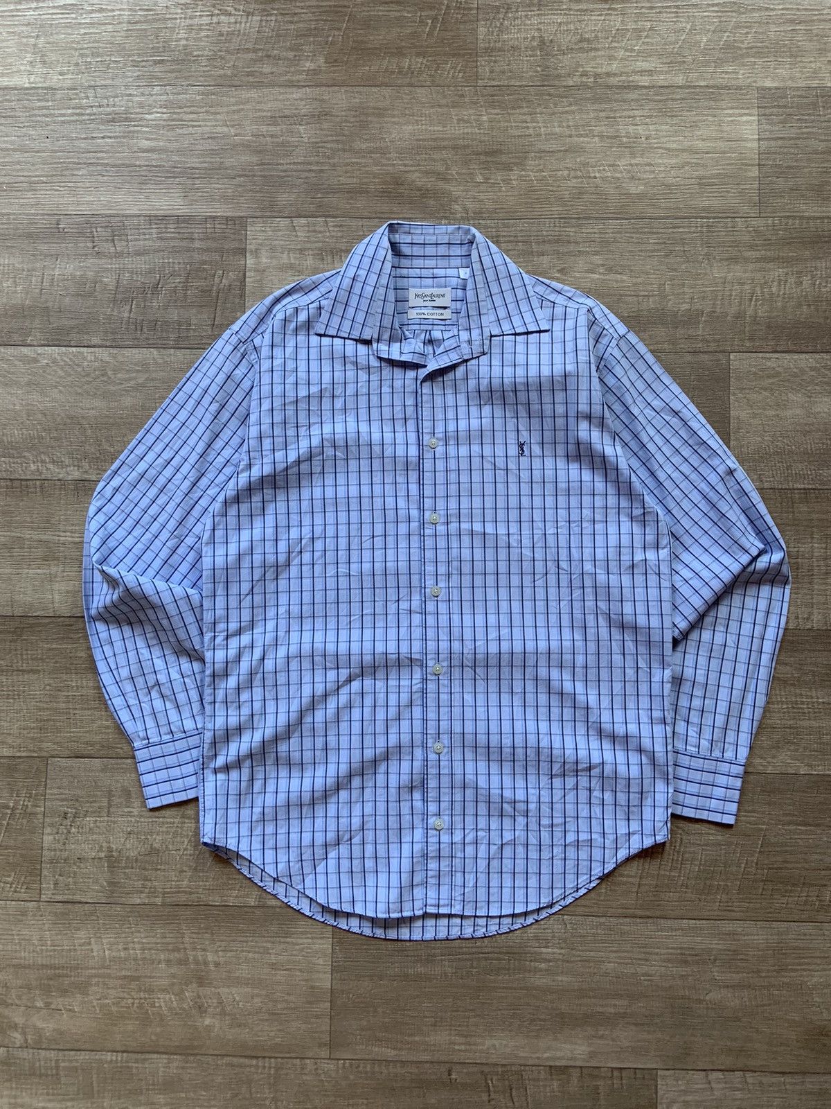 Vintage YSL on sale blue striped button down