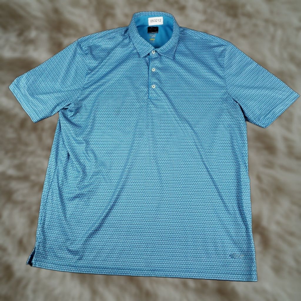Vintage Greg Norman Polo Shirt Mens 2XL Size Regular Blue Geometric Shark Casual Short Sleeve Polo Shirt Size US XXL / EU 58 / 5 - 1 Thumbnail