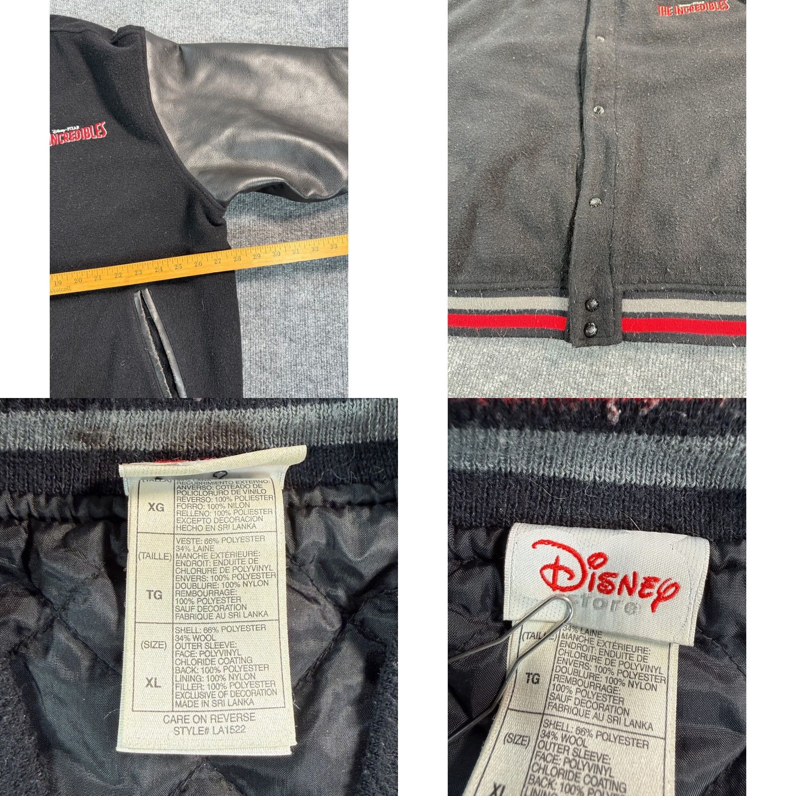 Disney VINTAGE The Incredibles Disney Pixar varsity jacket Mens XL Black Leather Wool Size US XL / EU 56 / 4 - 9 Thumbnail