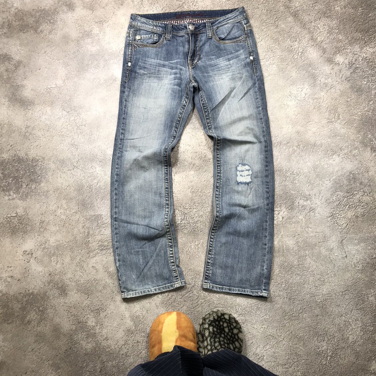 Vintage Vintage Y2K Distressed Flared Jeans Grunge Skate Tapered 31 Size 31" - 1 Thumbnail