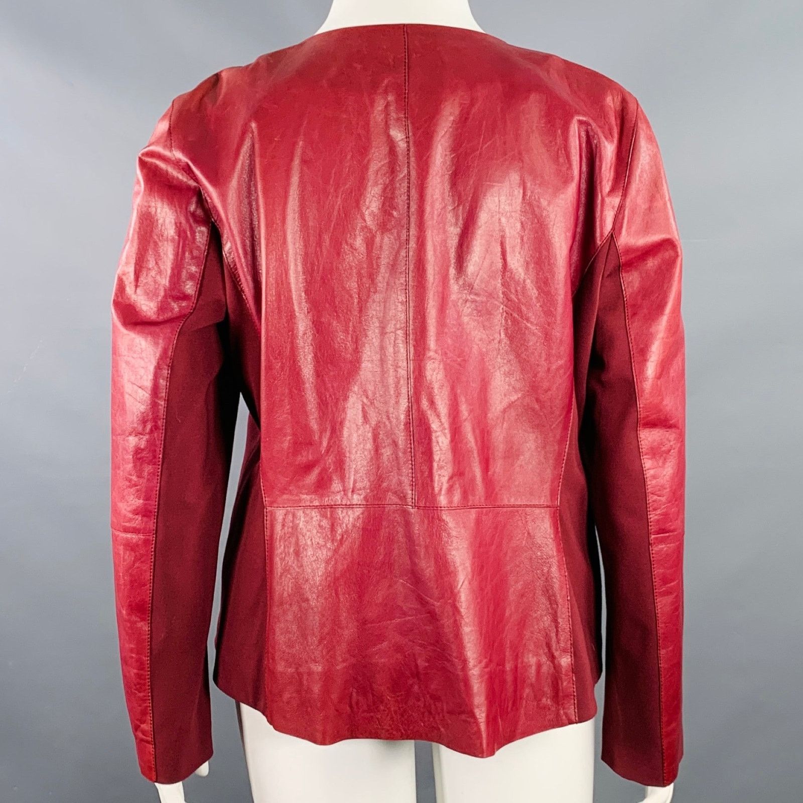 Lafayette 148 LAFAYETTE 148 18 Burgundy Leather Lambskin Zip Up Jacket Size XXL / US 16-18 / IT 52-54 - 3 Thumbnail