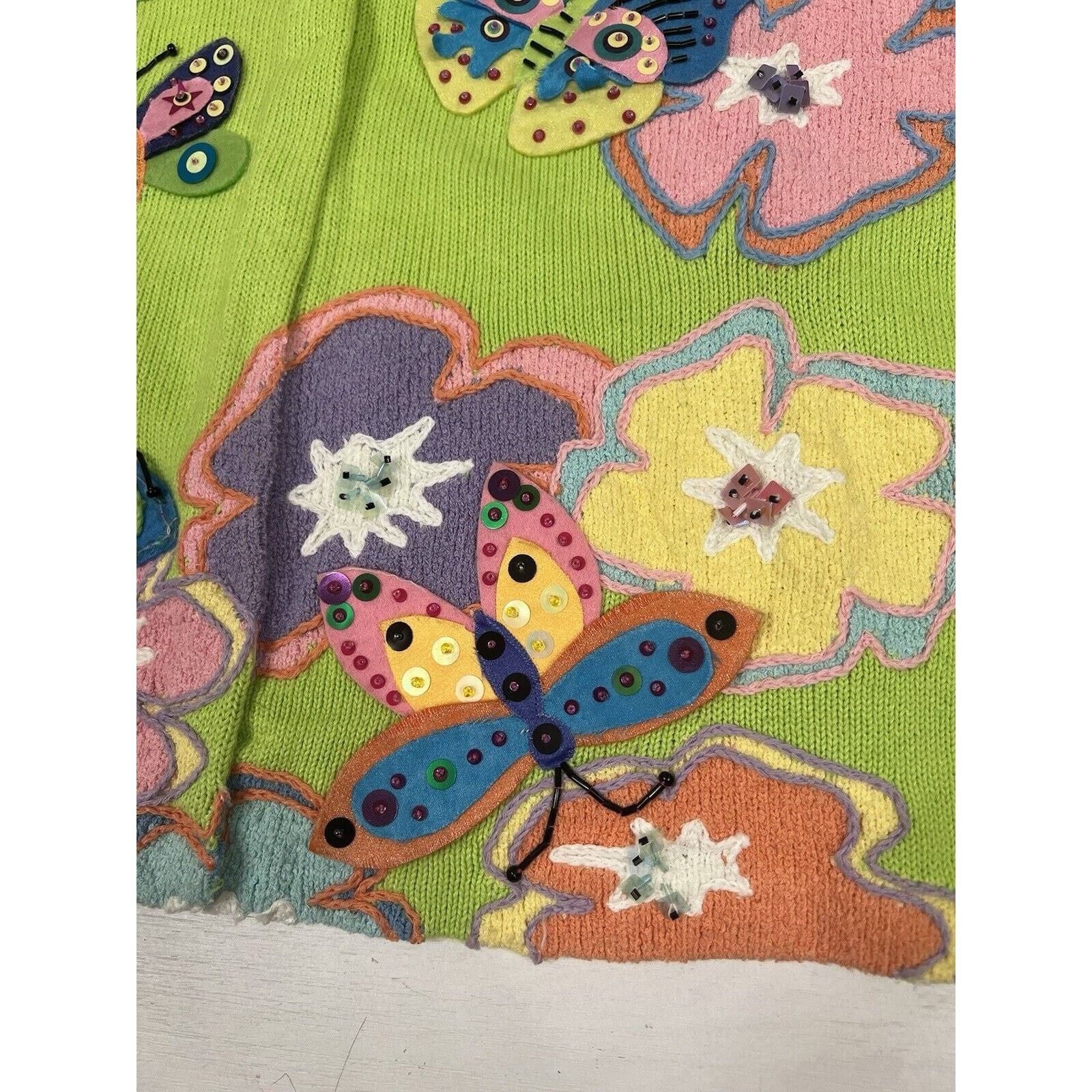 Other VTG NWT DESIGN OPTIONS CARDIGAN MEDIUM BUTTERFLY FLOWERS Size M / US 6-8 / IT 42-44 - 3 Thumbnail