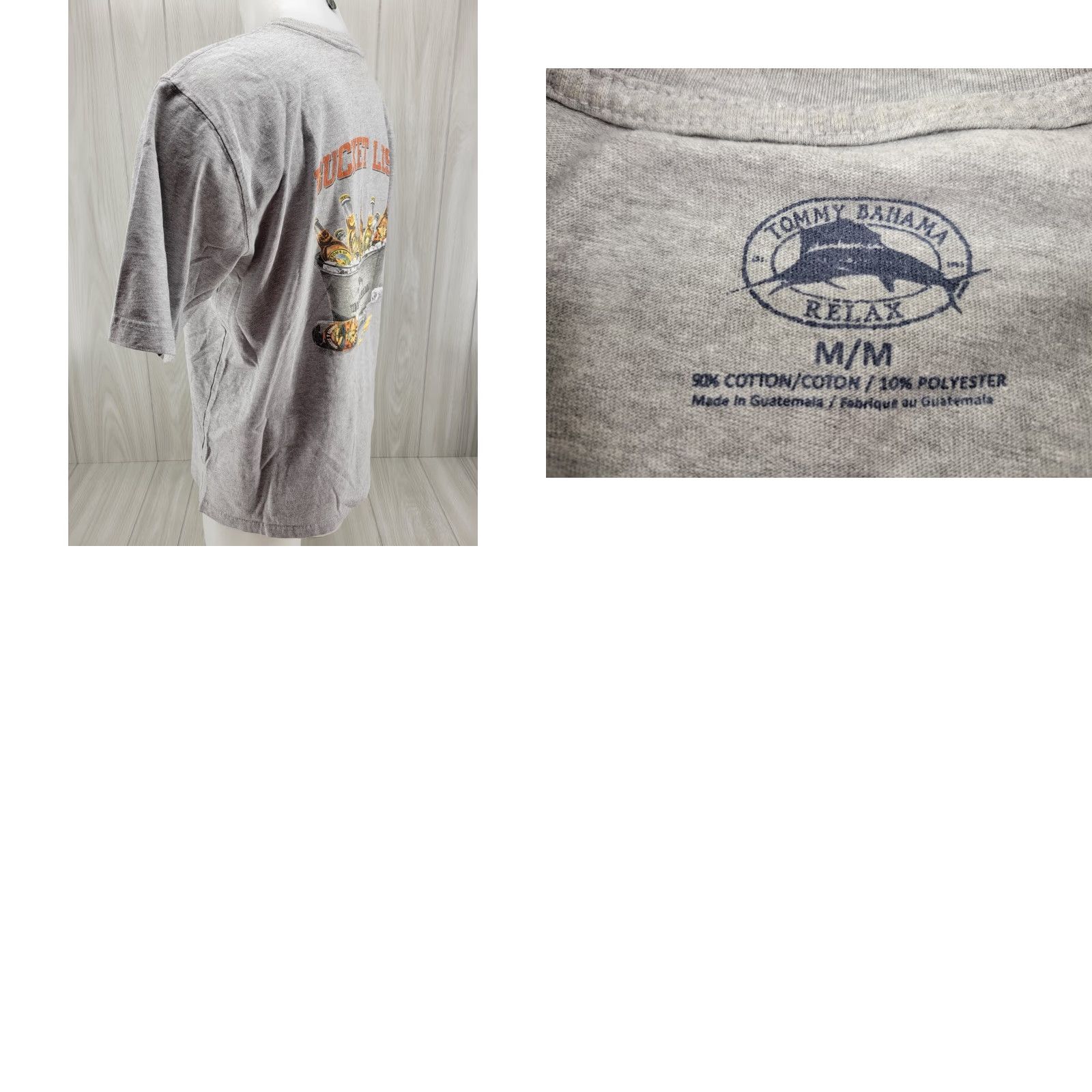 Tommy Bahama Tommy Bahama Relax T-Shirt Men’s Size Medium Gray Cotton Blend Bucket List Beer Crew Neck Short Sleeve Solid Graphic Print Adults Mens Size US M / EU 48-50 / 2 - 8 Thumbnail