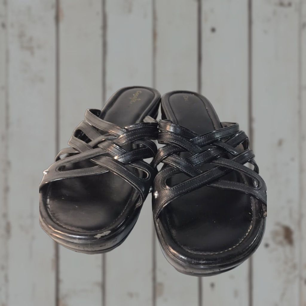Cole Haan Cole Haan Black Leather Slide Sandals Womens Size 8.5B Wedge Comfort Casual Size US 9 / IT 39 - 1 Thumbnail