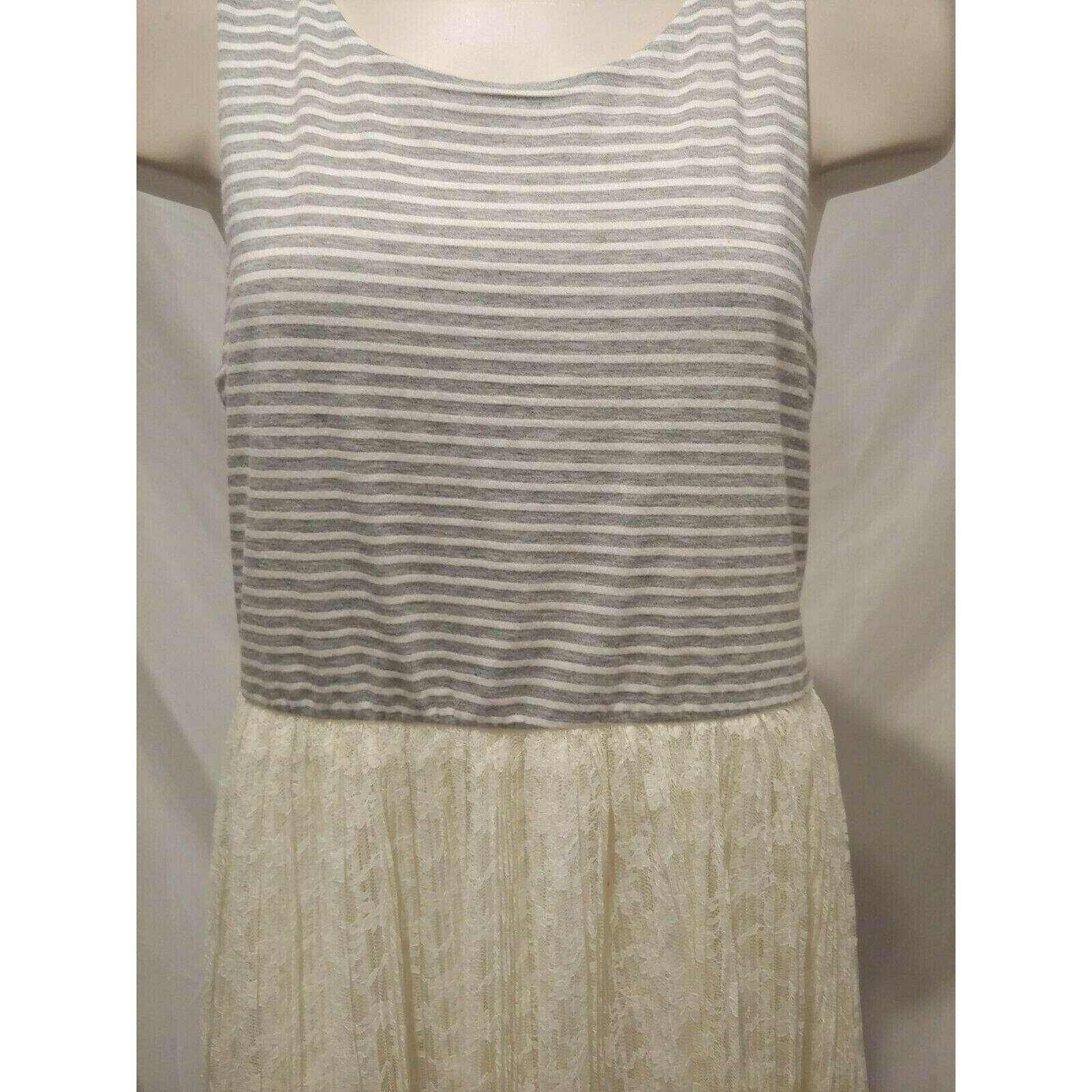 Other Altar'd State Boho Gray Striped Lace Dress Size Large Size L / US 10 / IT 46 - 2 Thumbnail