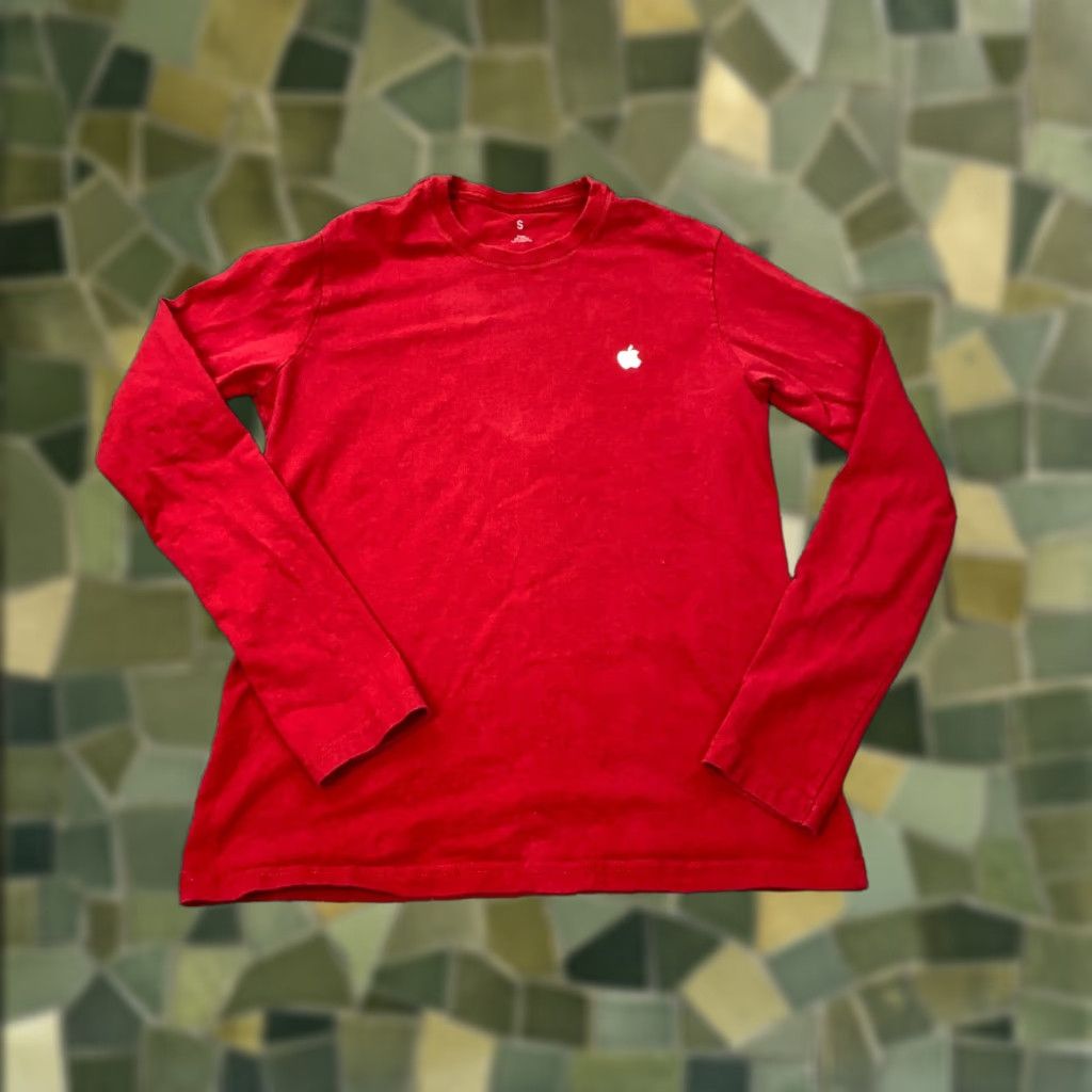 Apple Apple Shirt Red Long Sleeve Logo Adult Small Womens Size S / US 4 / IT 40 - 1 Thumbnail