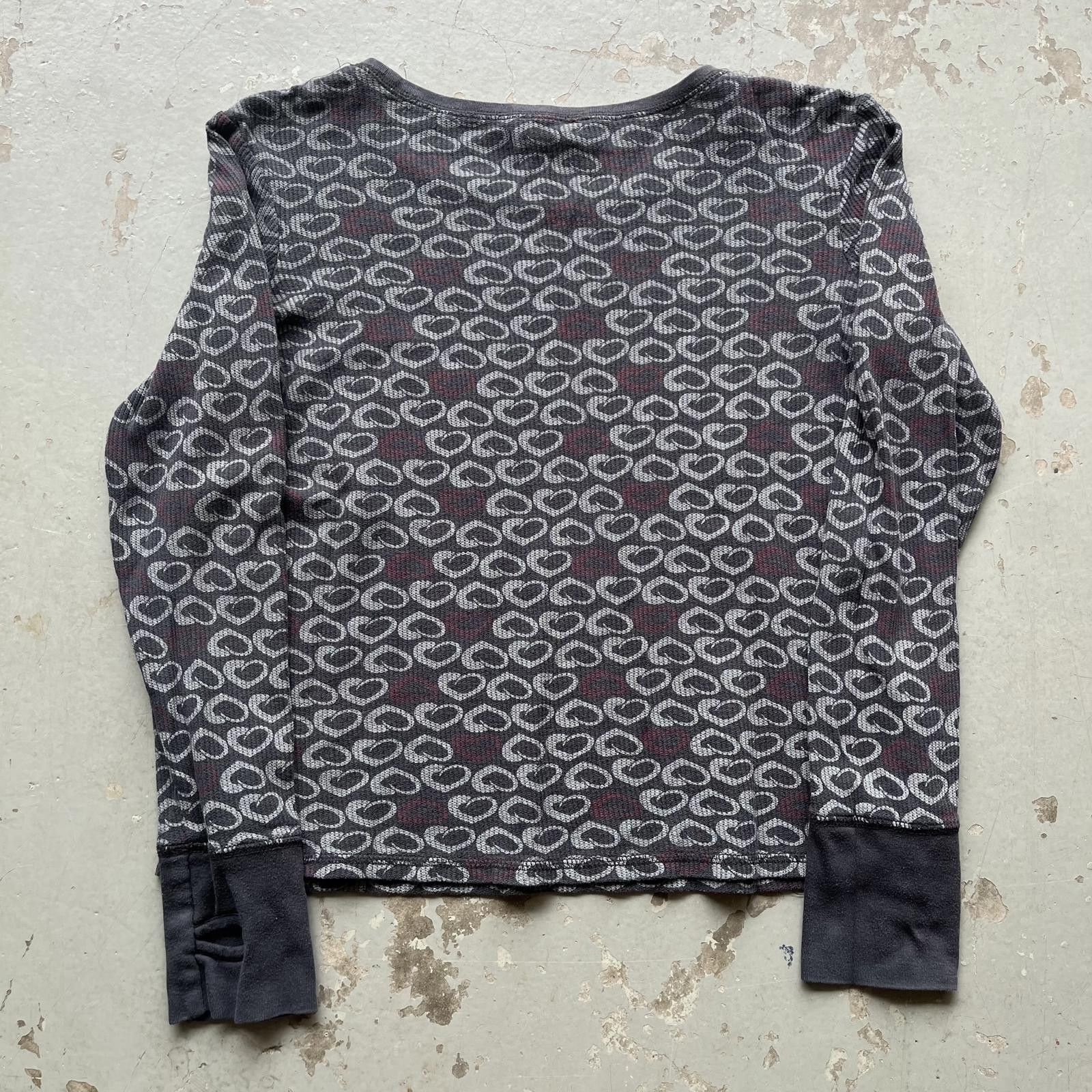 Arizona Jean Co. × Vintage Vintage Y2K AOP Hearts Grunge Waffle Knit Thermal Shirt Size M / US 6-8 / IT 42-44 - 6 Thumbnail