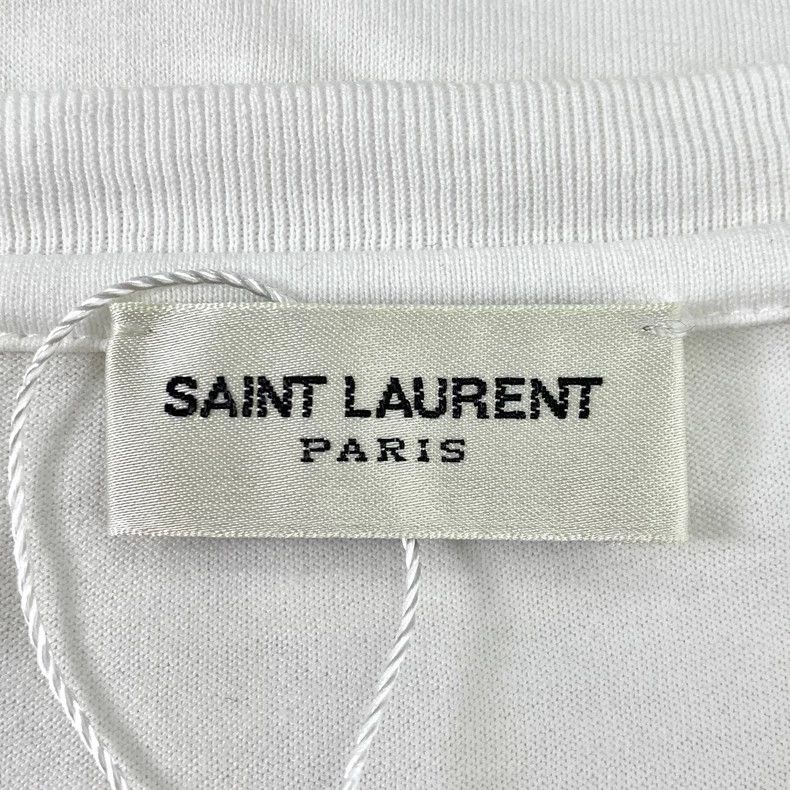 Saint Laurent Paris Saint Laurent White Logo printed cotton crewneck T-shirt 25 Size US S / EU 44-46 / 1 - 6 Thumbnail