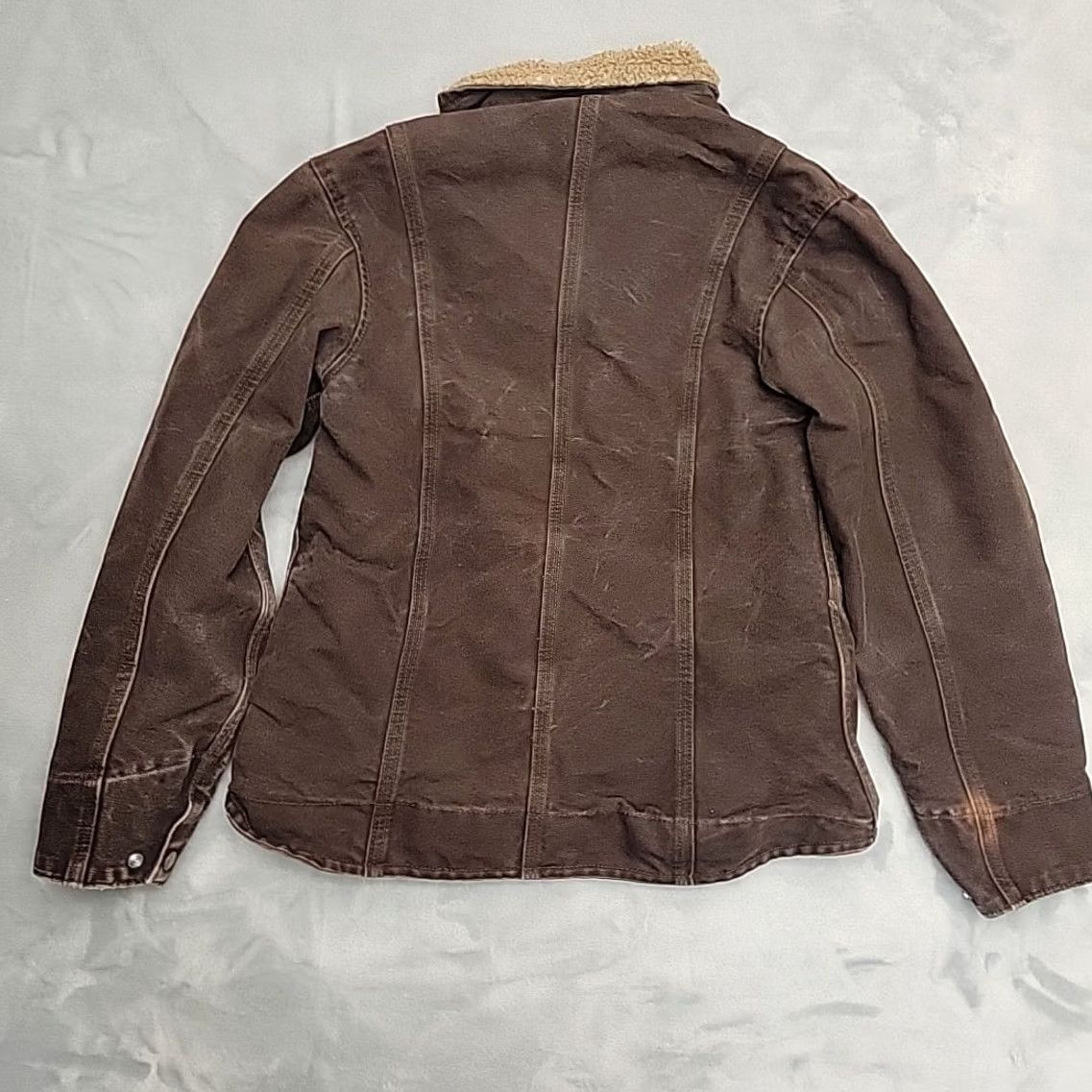 Carhartt VINTAGE Carhartt Jacket Womens XS Brown Sherpa Lined Duck Canvas Full Zip Work WJ022 DKB Size XS / US 0-2 / IT 36-38 - 7 Thumbnail