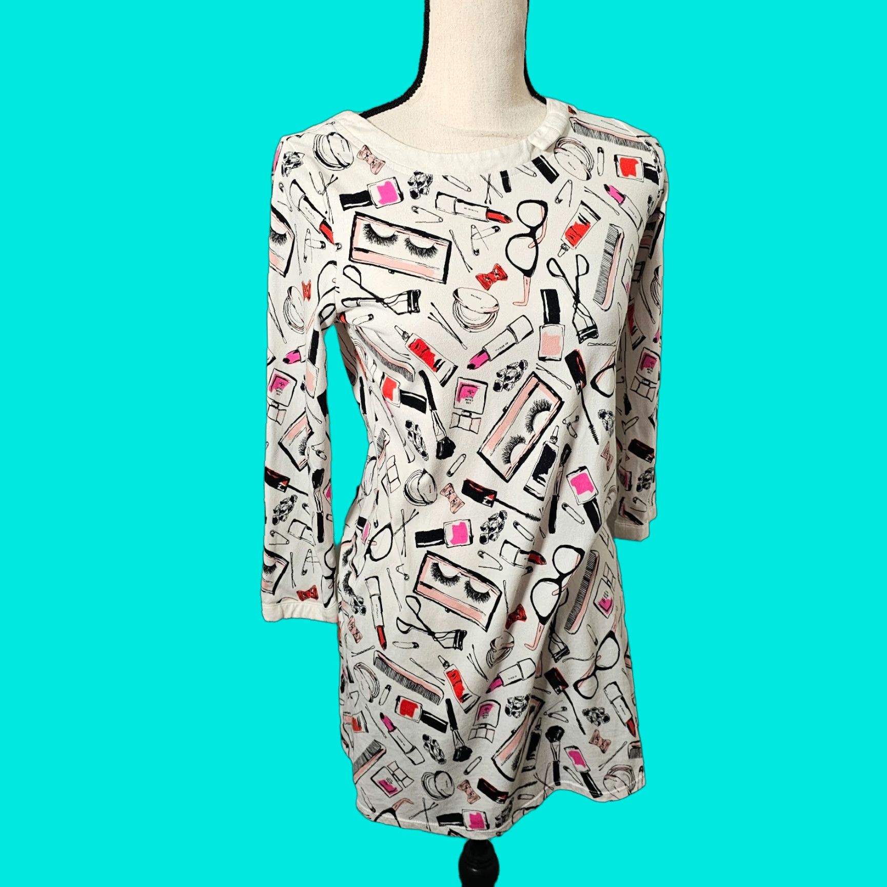Vintage Kate Spade New York Pink White Cosmetics Print Cotton Night Sleep Shirt Size S Size S / US 4 / IT 40 - 1 Thumbnail