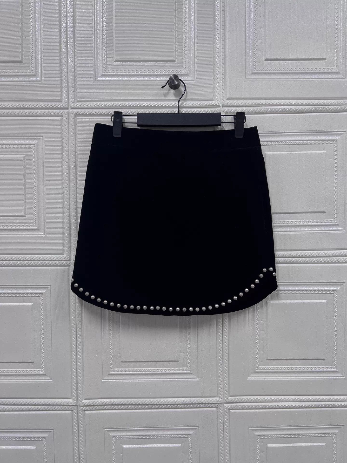 Yves Saint Laurent YSL Velvet Studded Skirt 38 99 New E62515 Size 26" / US 2 / IT 38 - 1 Thumbnail