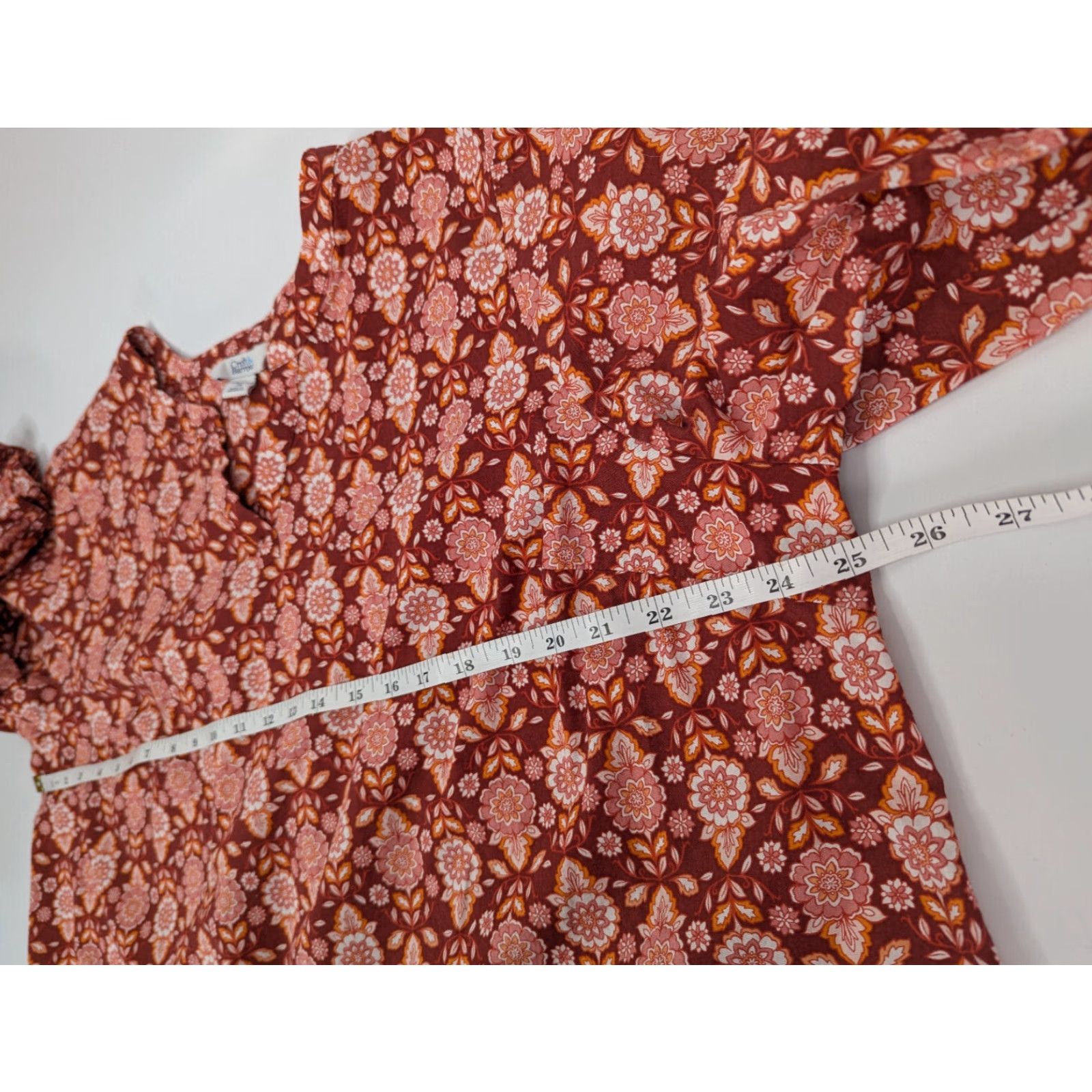 Croft & Barrow Croft & Barrow Blouse Shirt 2X Orange Floral V-Neck 3/4 Sleeve Top Women Plus Size Size XXL / US 16-18 / IT 52-54 - 5 Thumbnail