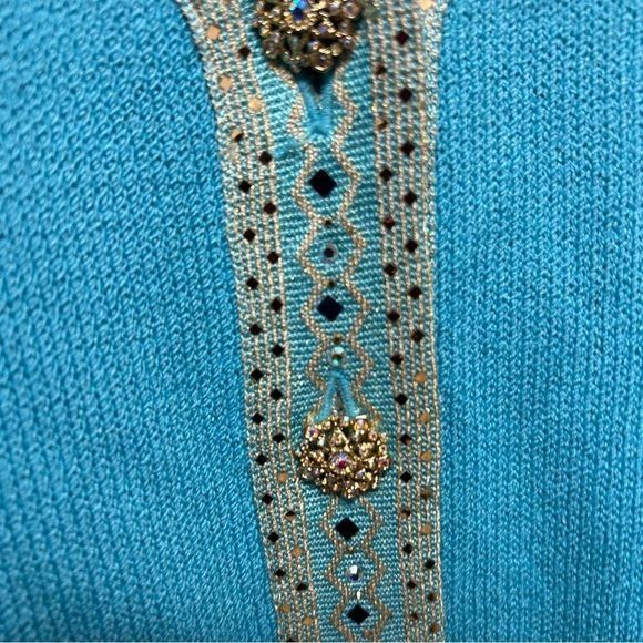 Vintage St. John evening sweater jacket size 8 light blue sparkling Size M / US 6-8 / IT 42-44 - 4 Thumbnail