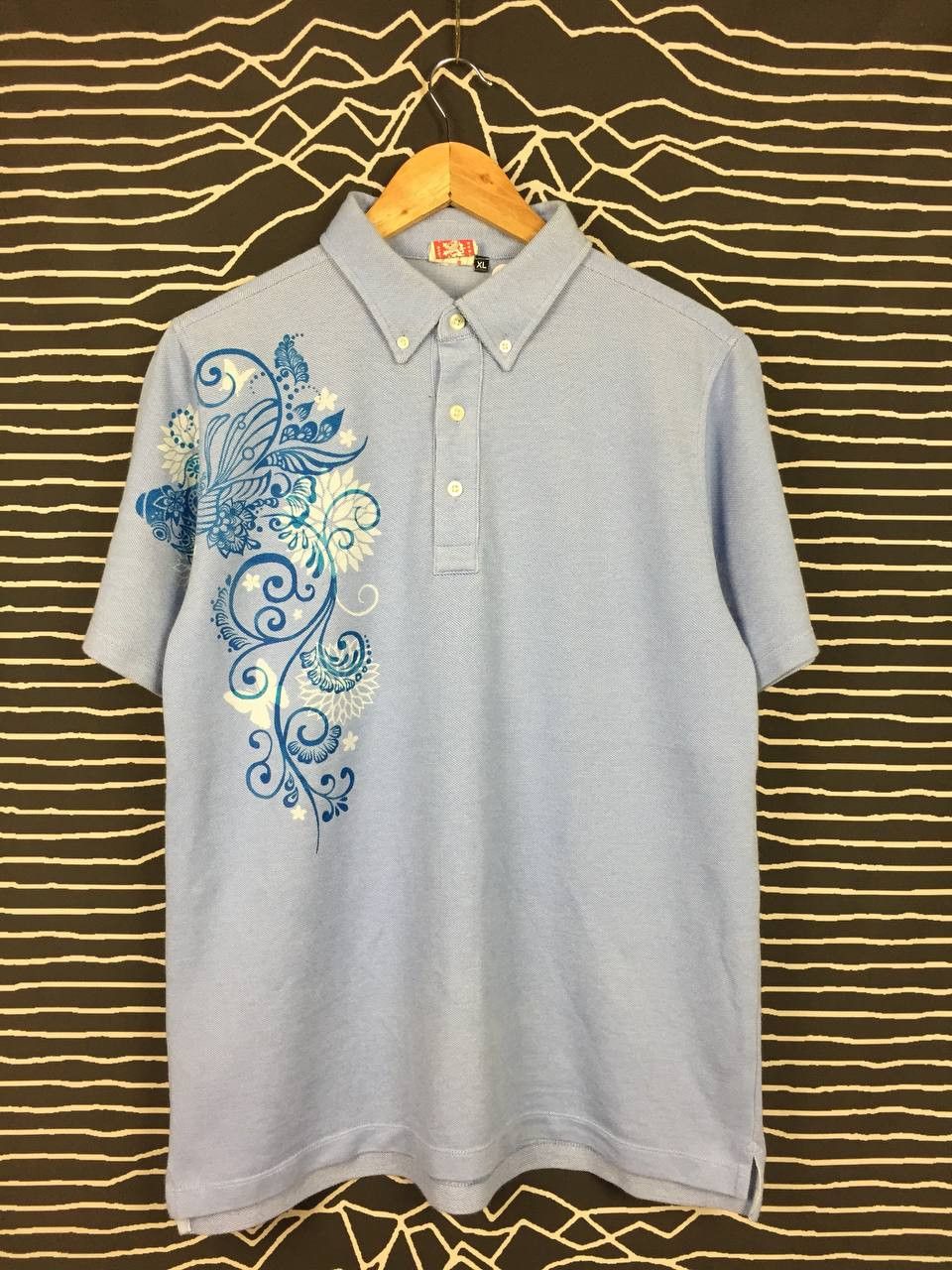 Japanese Brand × Vintage Polo Yushi Okinawa Kariyushi Wear Floral Printed Polo tee Size US M / EU 48-50 / 2 - 2 Thumbnail