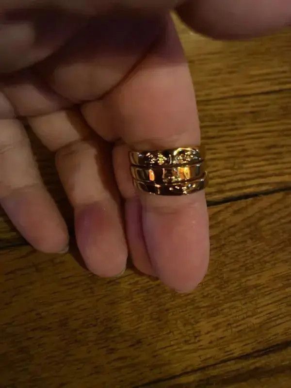 Jewelry Gold Color Face Three Stack Finger Ring ( size 7/8/9) Size ONE SIZE - 5 Thumbnail