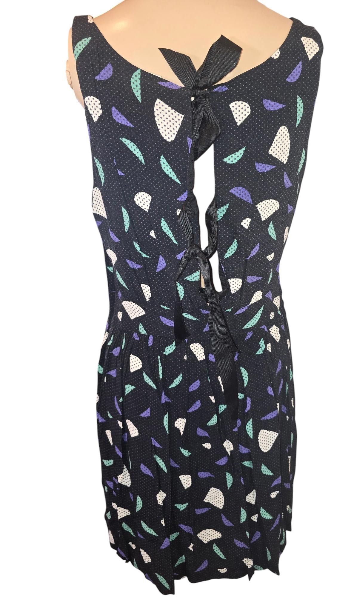 Designer Chic Black Floral Print Dress by Goodfellow & Co Size L / US 10 / IT 46 - 2 Thumbnail